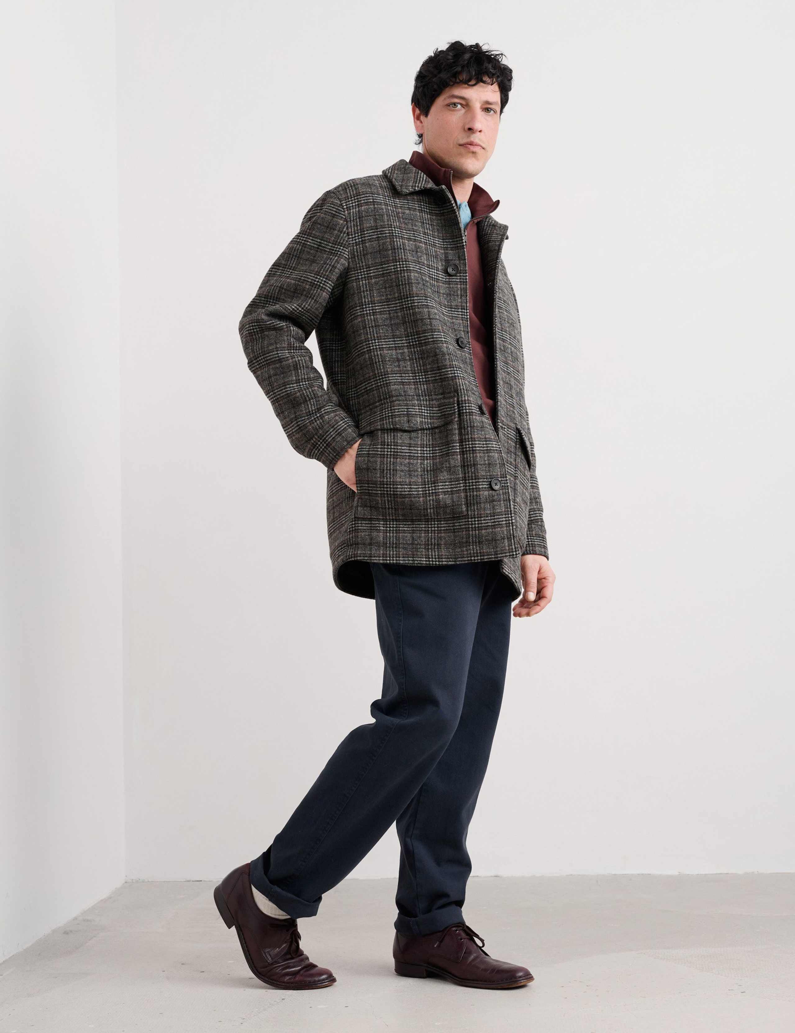 Wool Blend Checked Coat 4 of 6