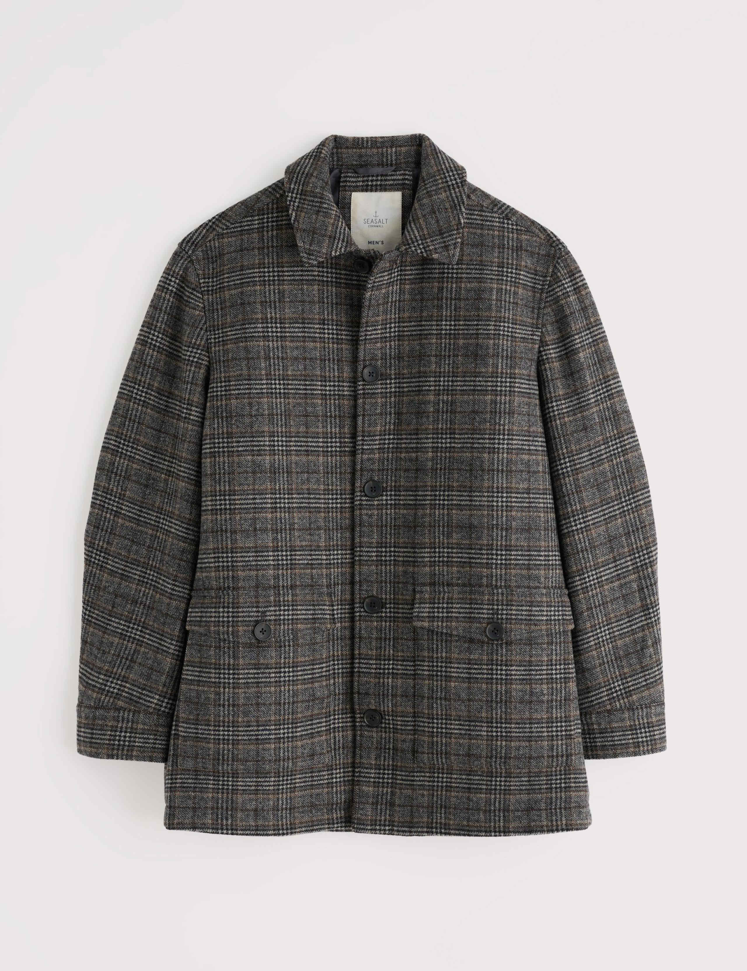 Wool Blend Checked Coat 2 of 6