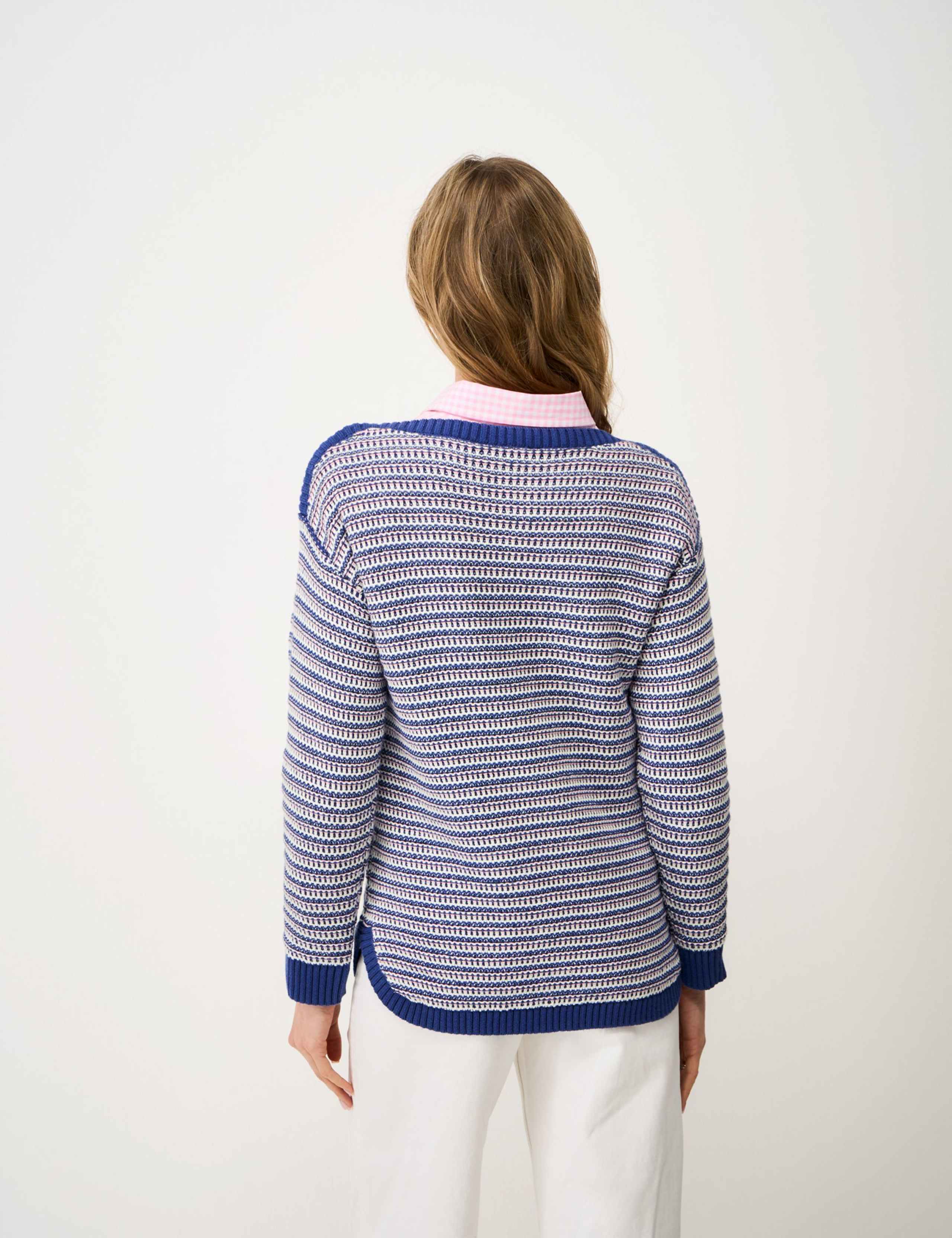 Pure Cotton Textured Striped Jumper 4 of 5