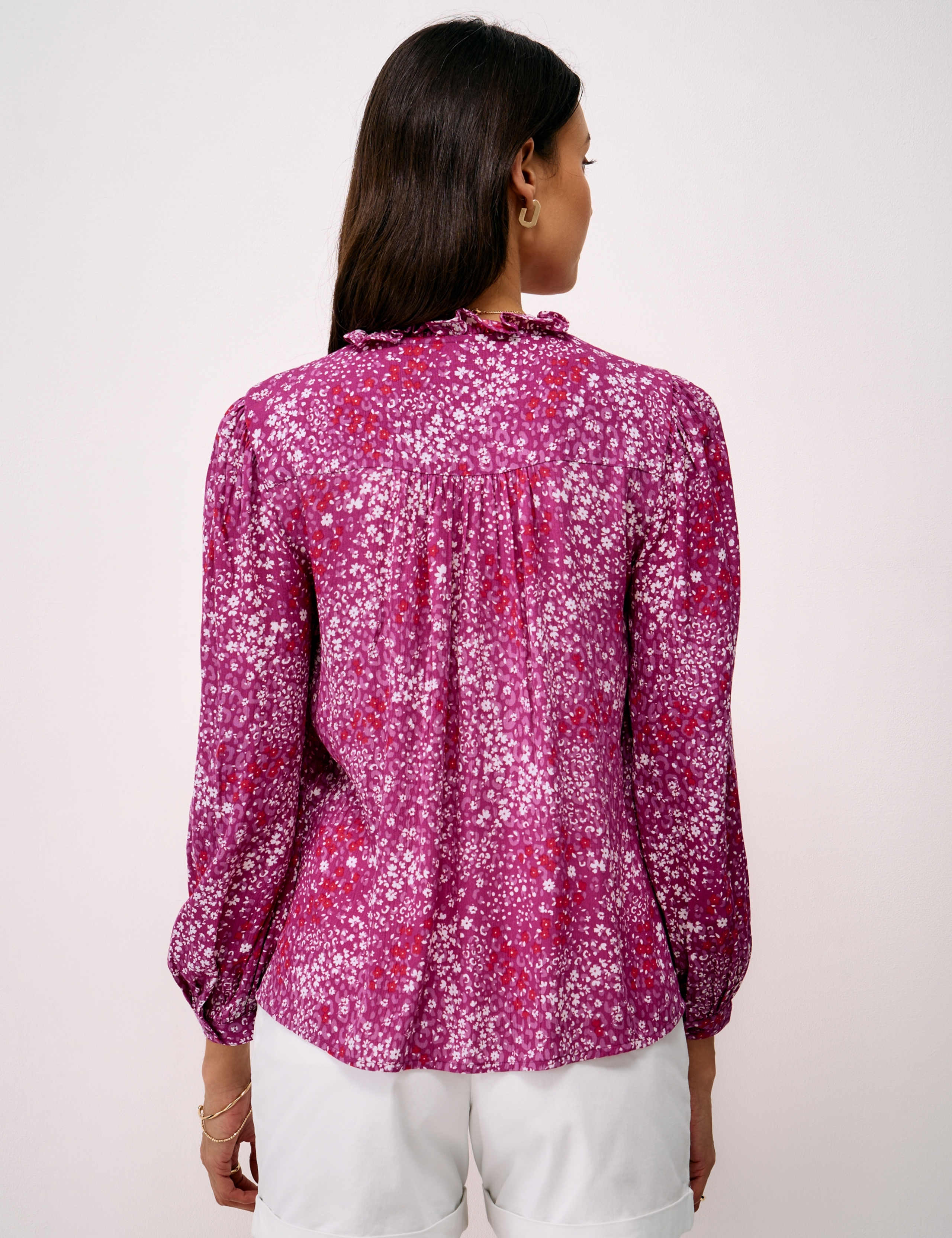 Ditsy Floral Tie Neck Button Through Blouse 4 of 5