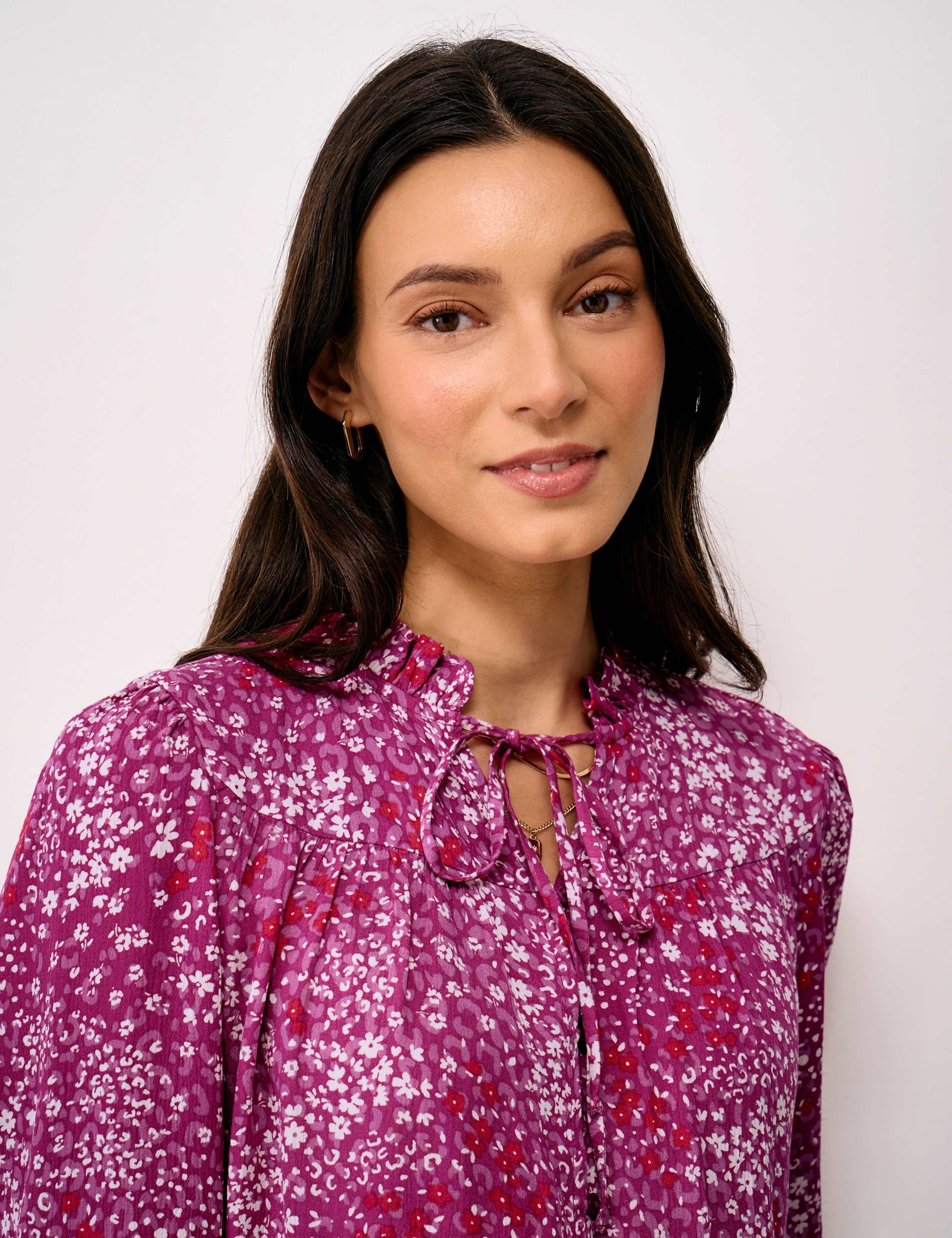 Ditsy Floral Tie Neck Button Through Blouse 5 of 5