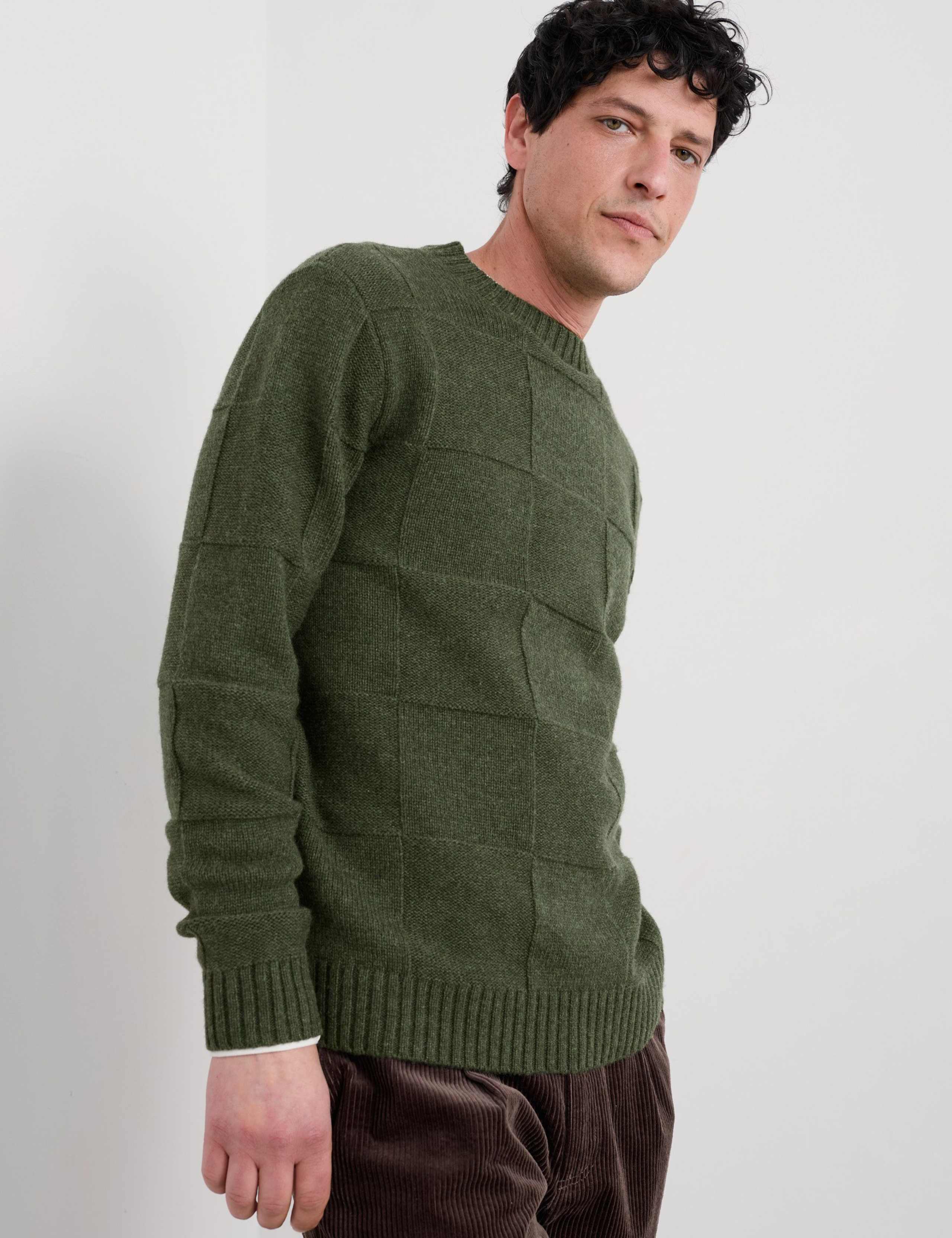 Lambswool Rich Textured Crew Neck Jumper 4 of 5