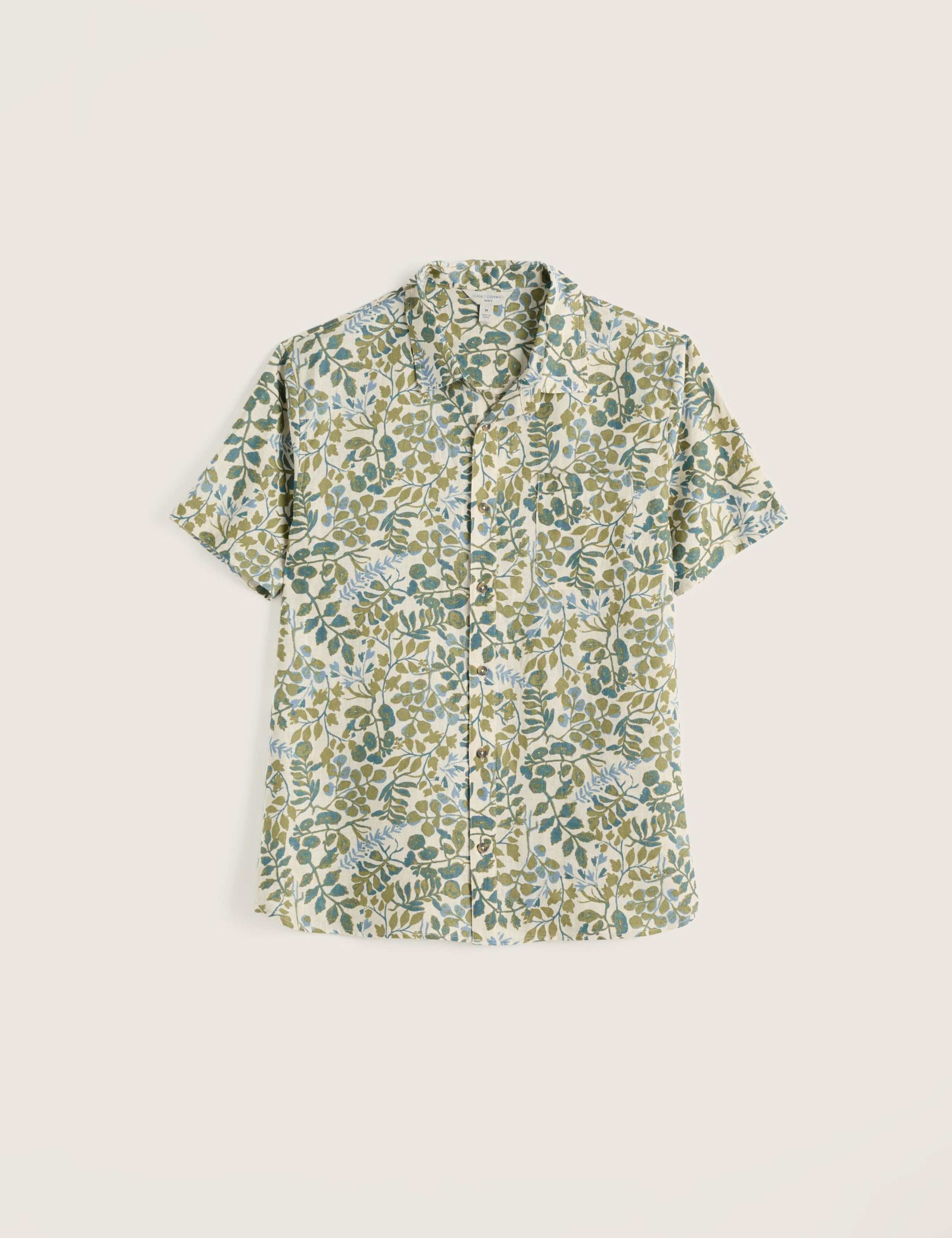 Regular Fit Pure Linen Floral Short Sleeve Shirt 2 of 5