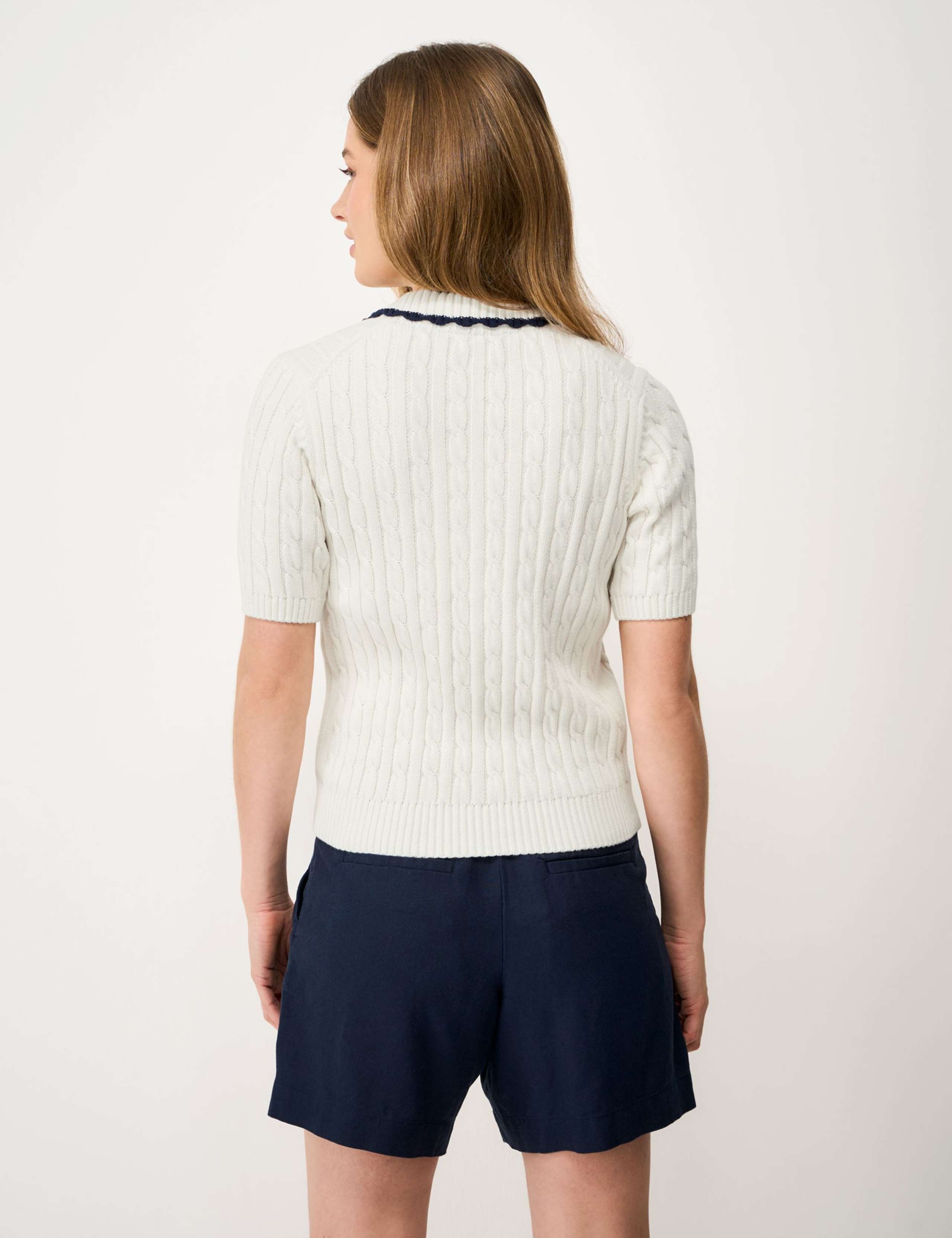 Pure Cotton Cable Collared Knitted Top 5 of 5