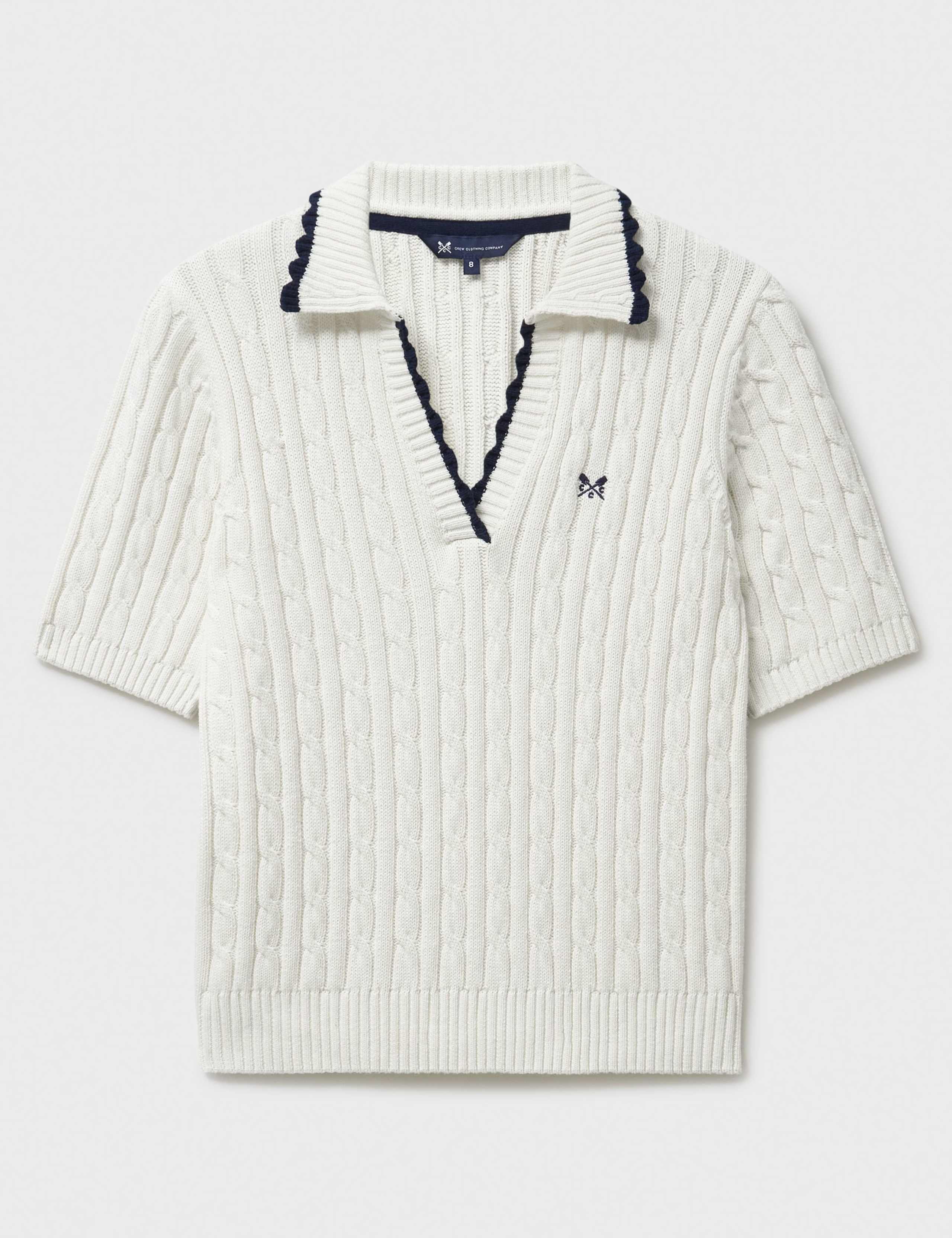 Pure Cotton Cable Collared Knitted Top 2 of 5