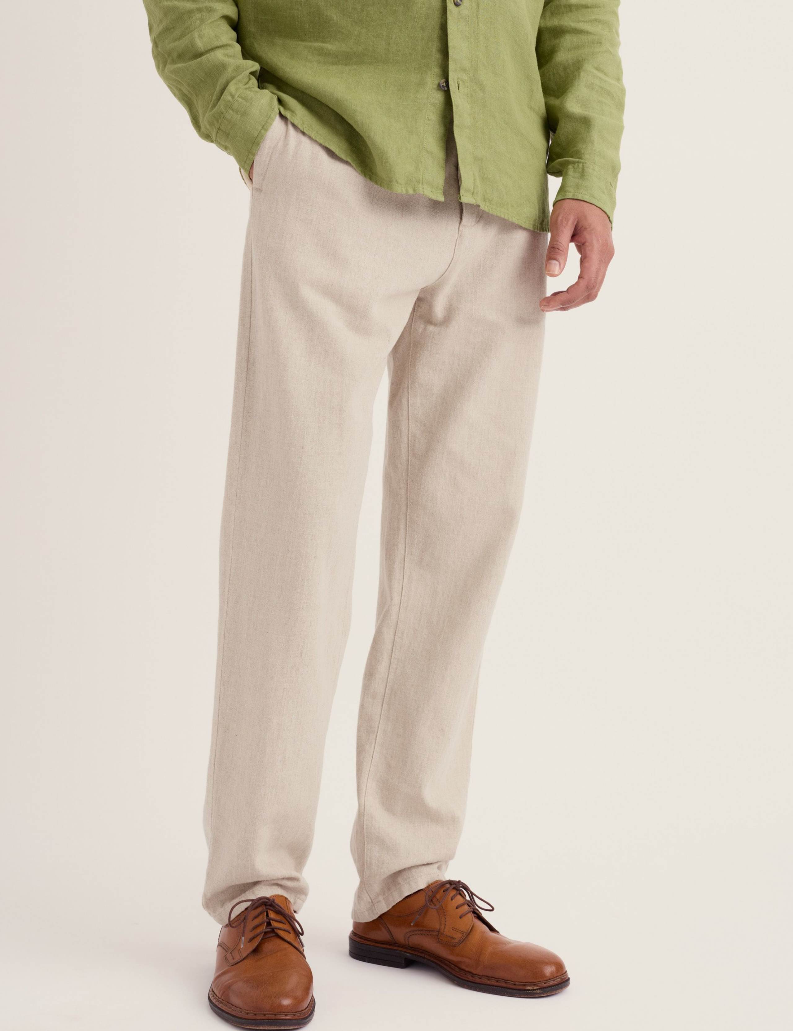 Slim Fit Linen Blend Trousers 3 of 5
