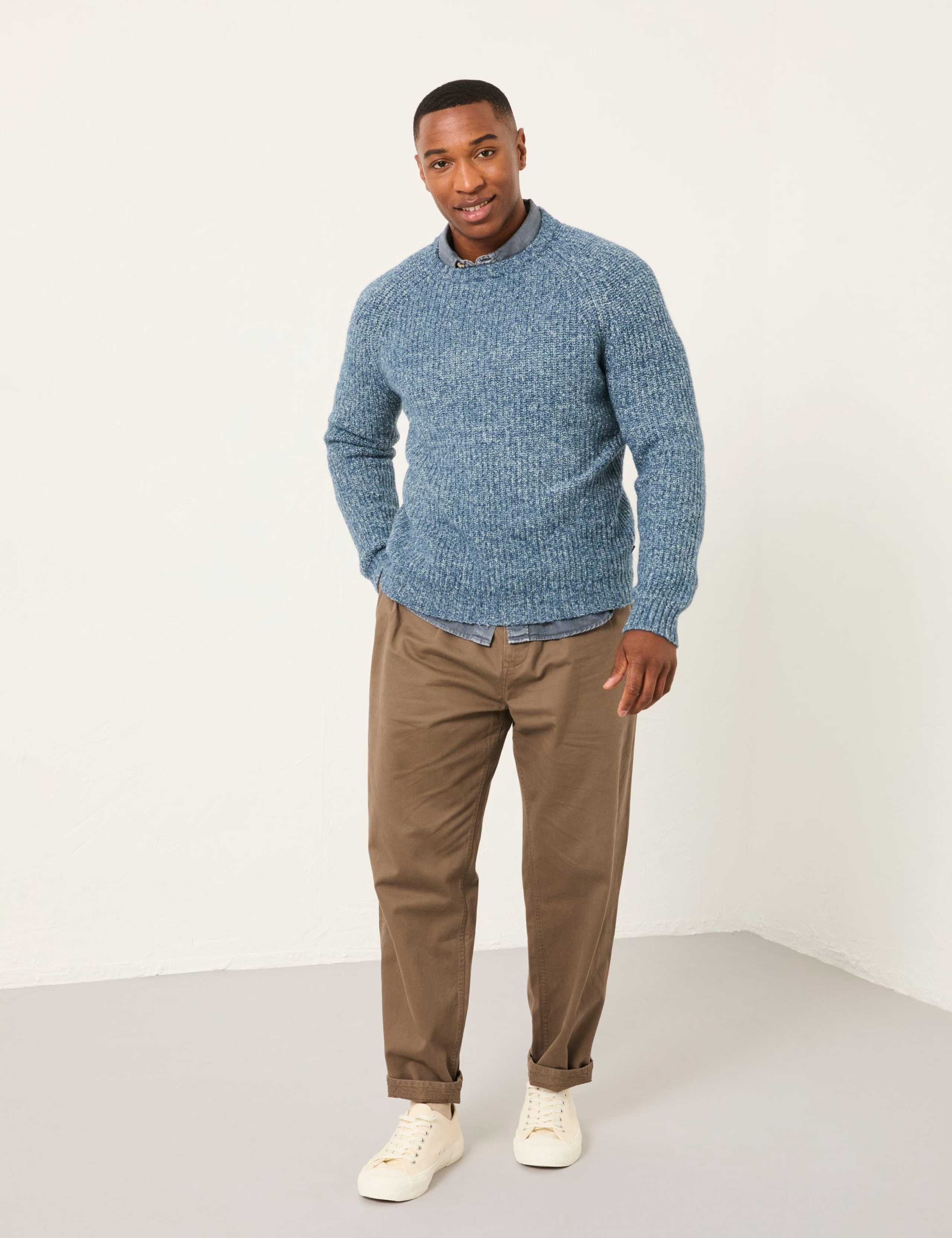 Cotton Blend Textured Crew Neck Jumper 3 of 6