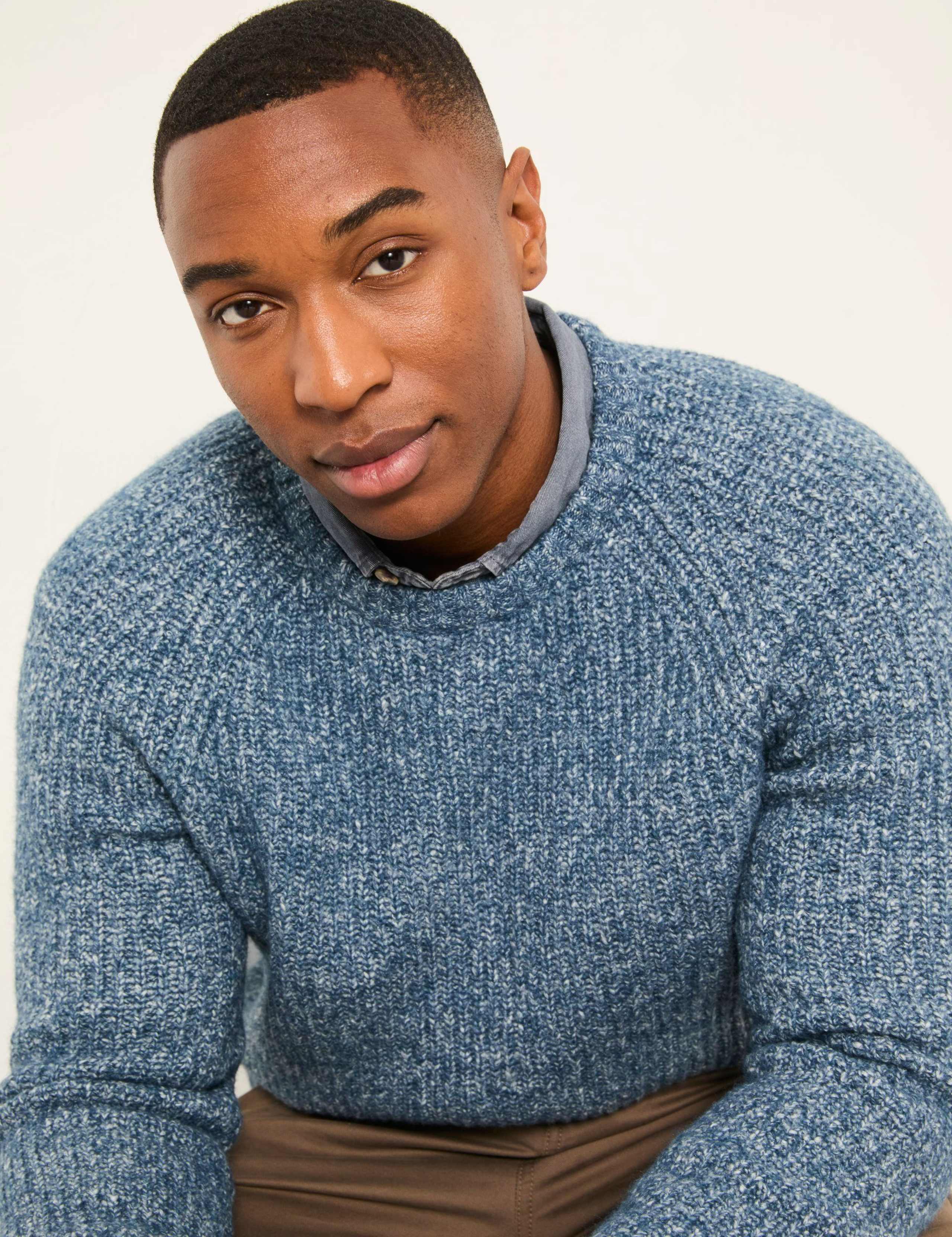 Cotton Blend Textured Crew Neck Jumper 5 of 6