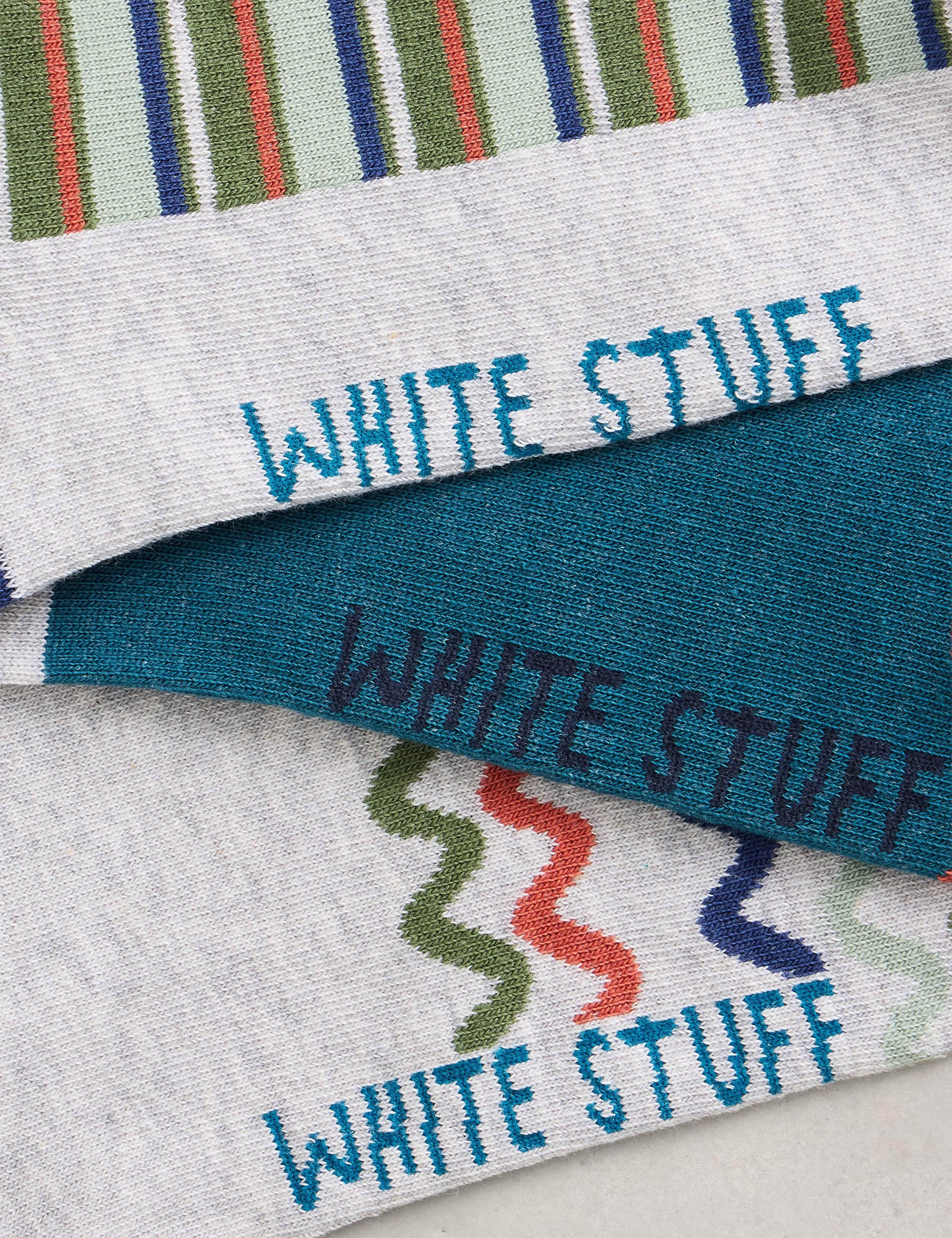 3 Pack Patterned Cotton Rich Trainer Socks 2 of 2