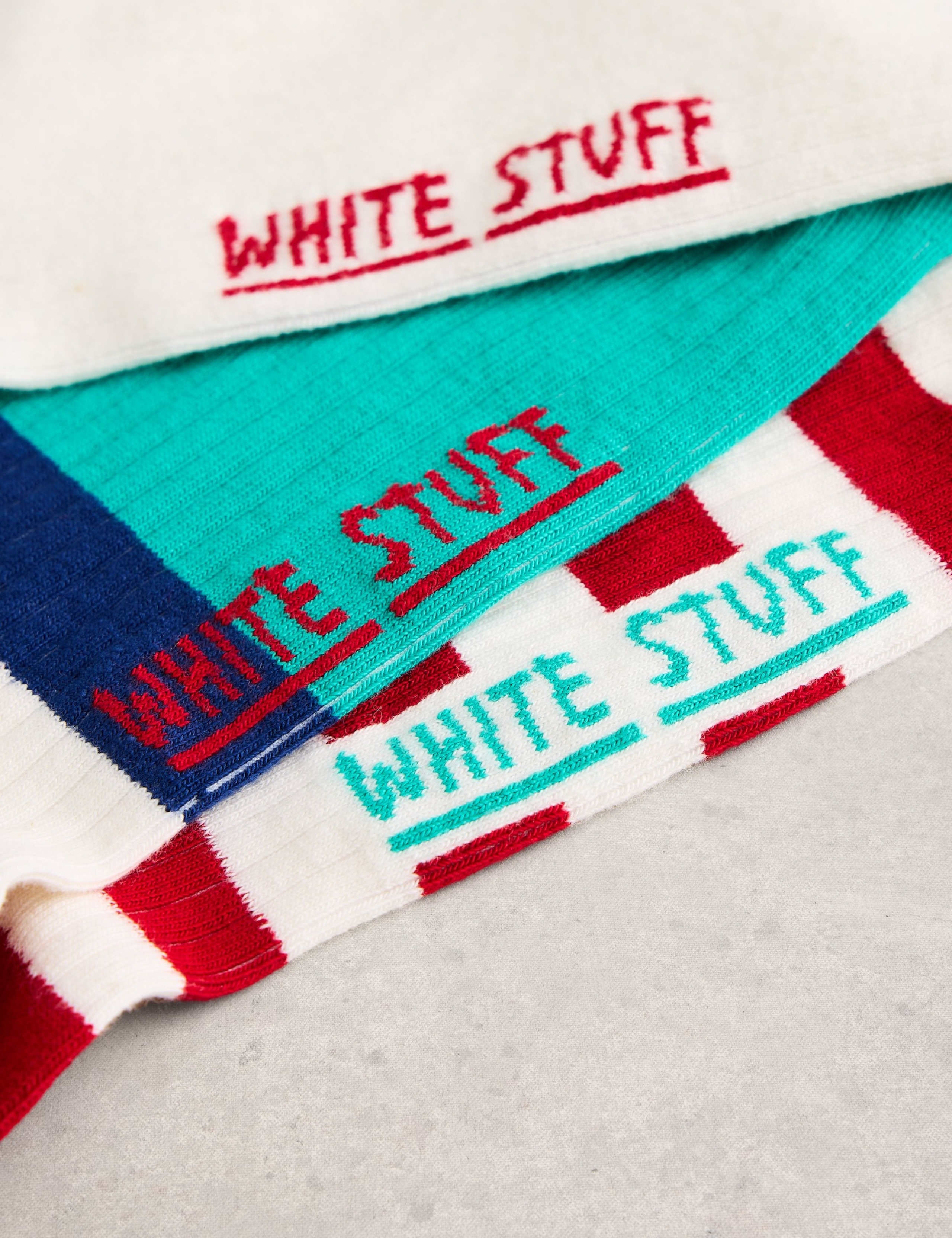 3 Pack Striped Rib Cotton Rich Trainer Socks 2 of 2