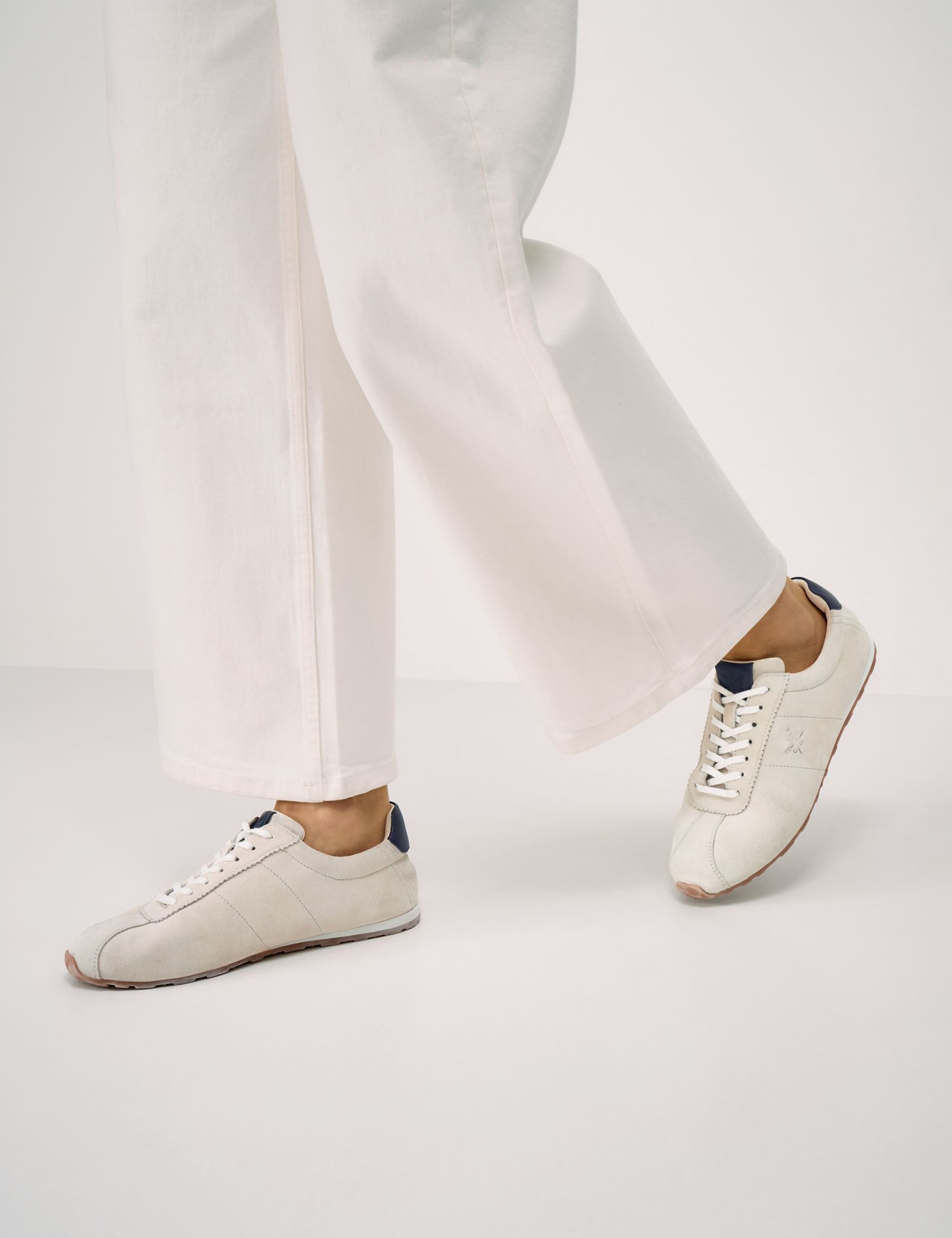 Leather Lace Up Embossed Slim Trainers 1 of 4