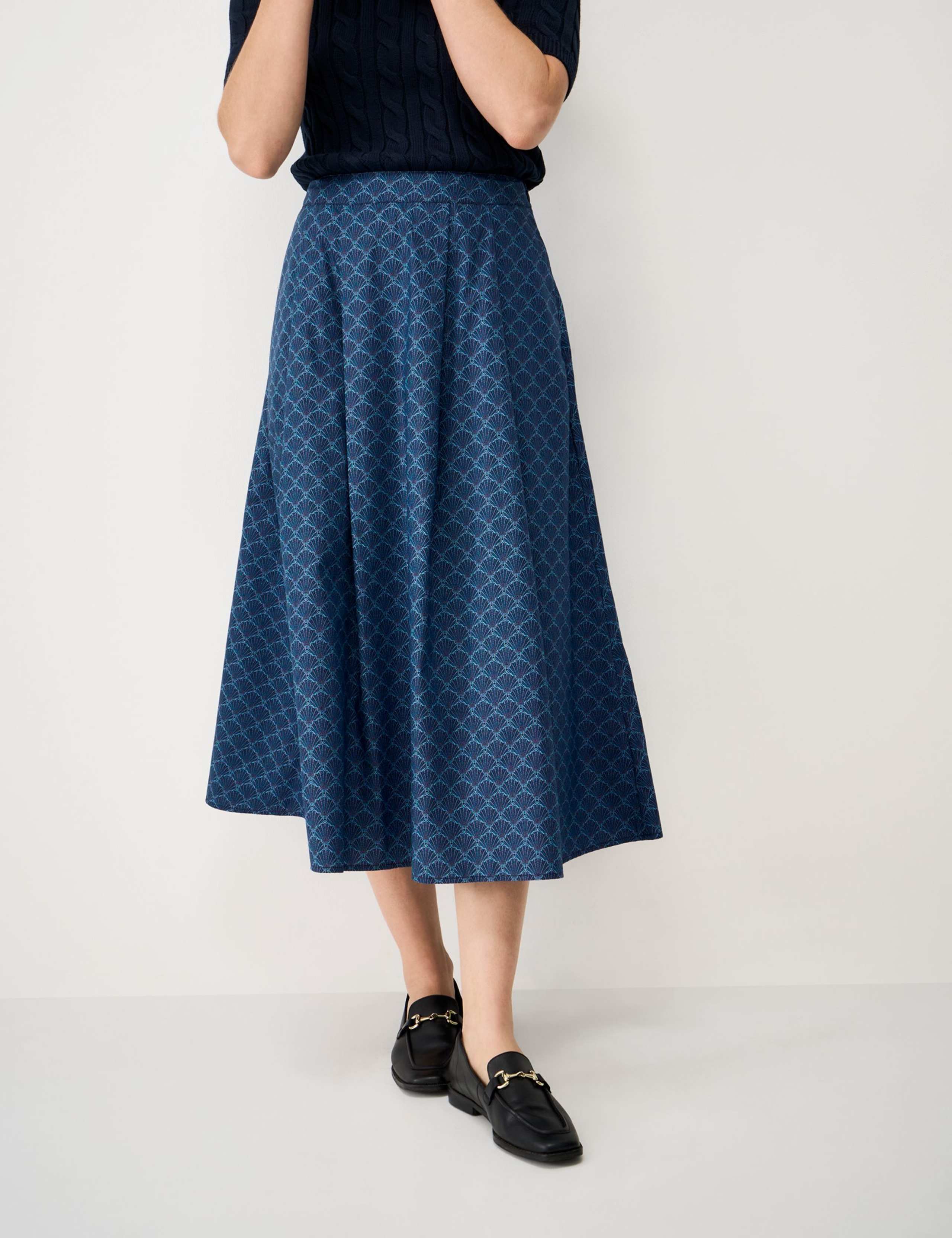 Pure Cotton Printed Midi A-Line Skirt 1 of 5