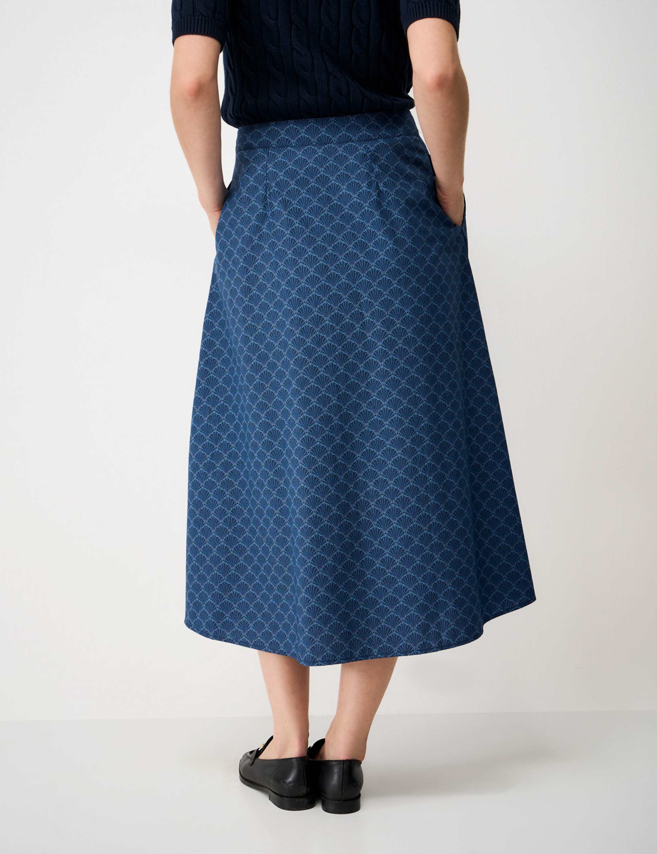 Pure Cotton Printed Midi A-Line Skirt 3 of 5