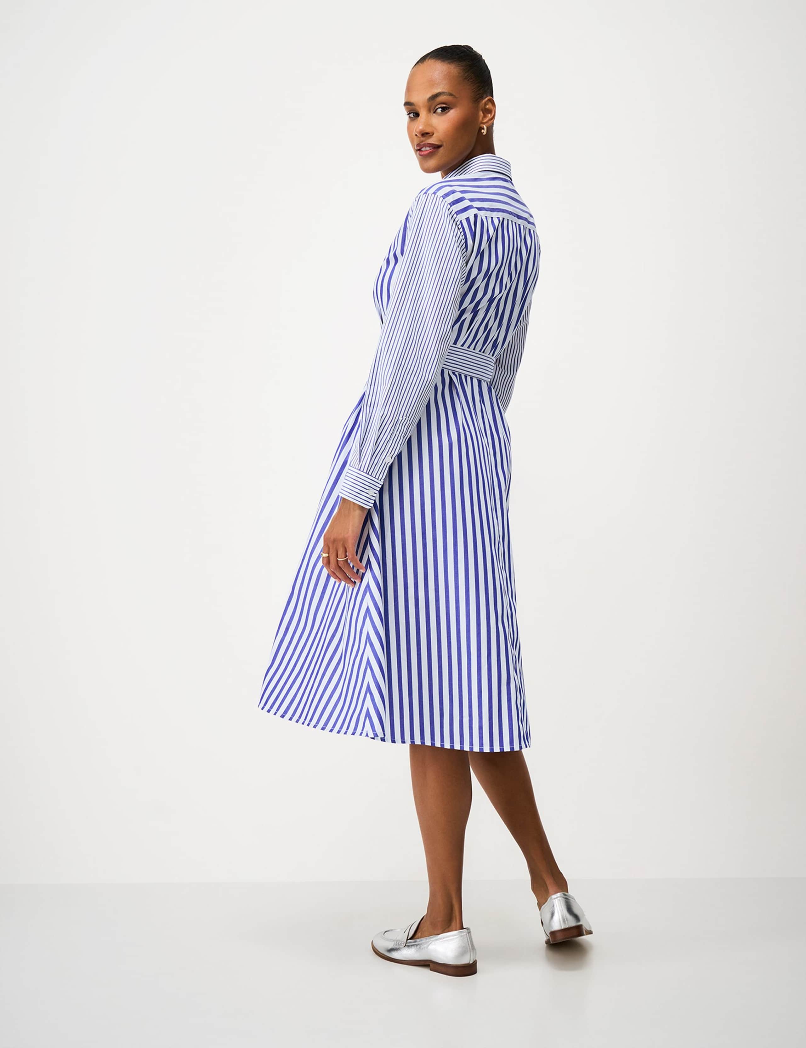 Pure Cotton Striped Long Sleeve Shirt Dress 3 of 5