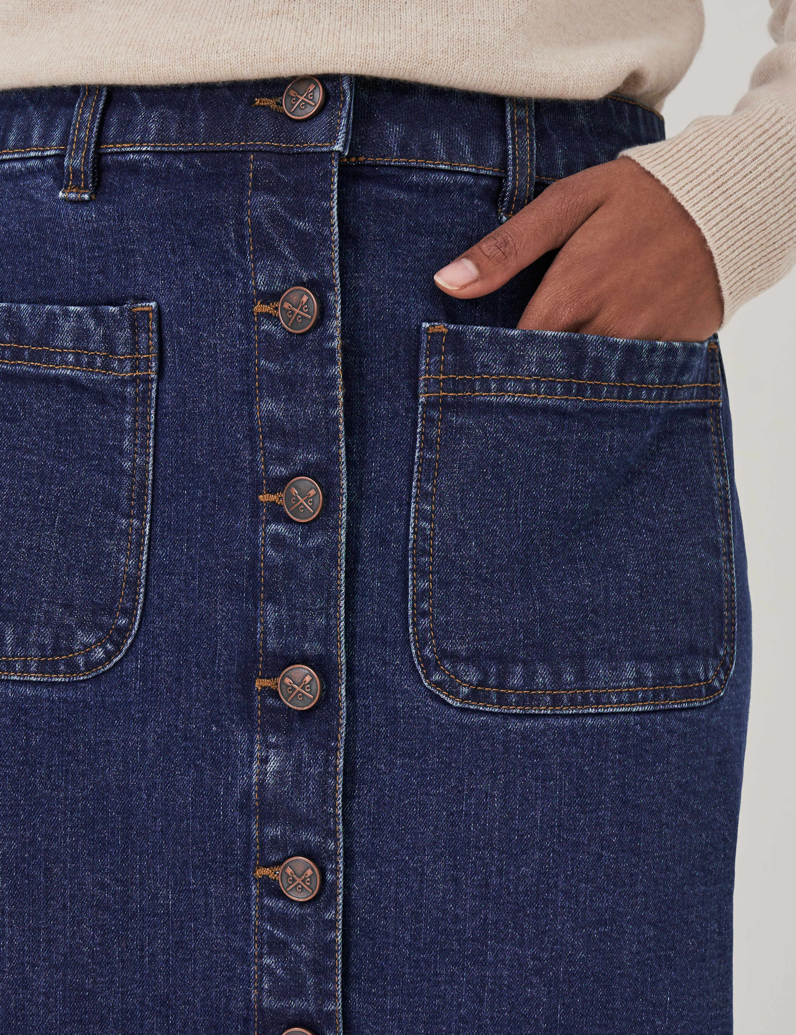 Denim Button Front Midi Skirt 5 of 5
