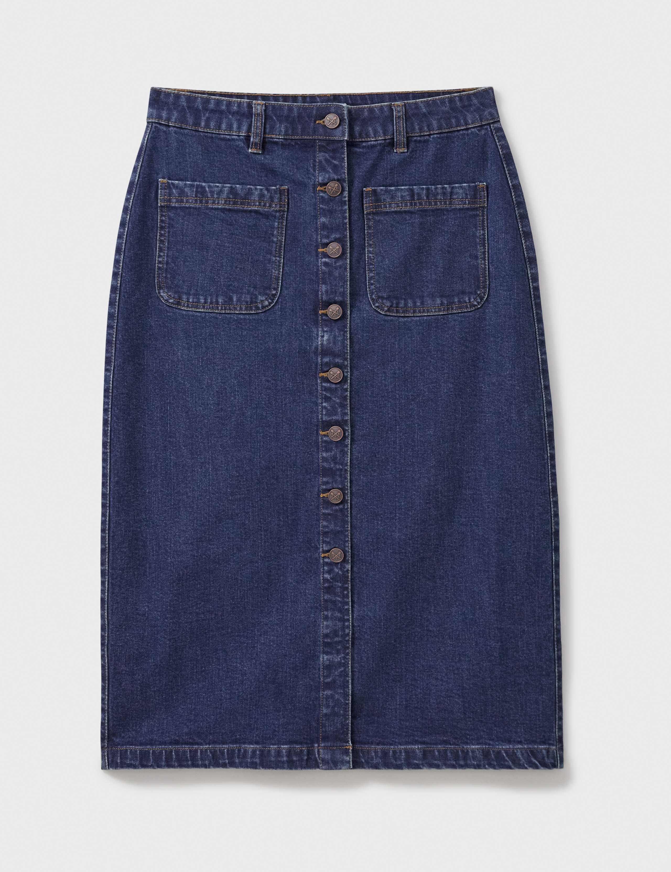 Denim Button Front Midi Skirt 2 of 5