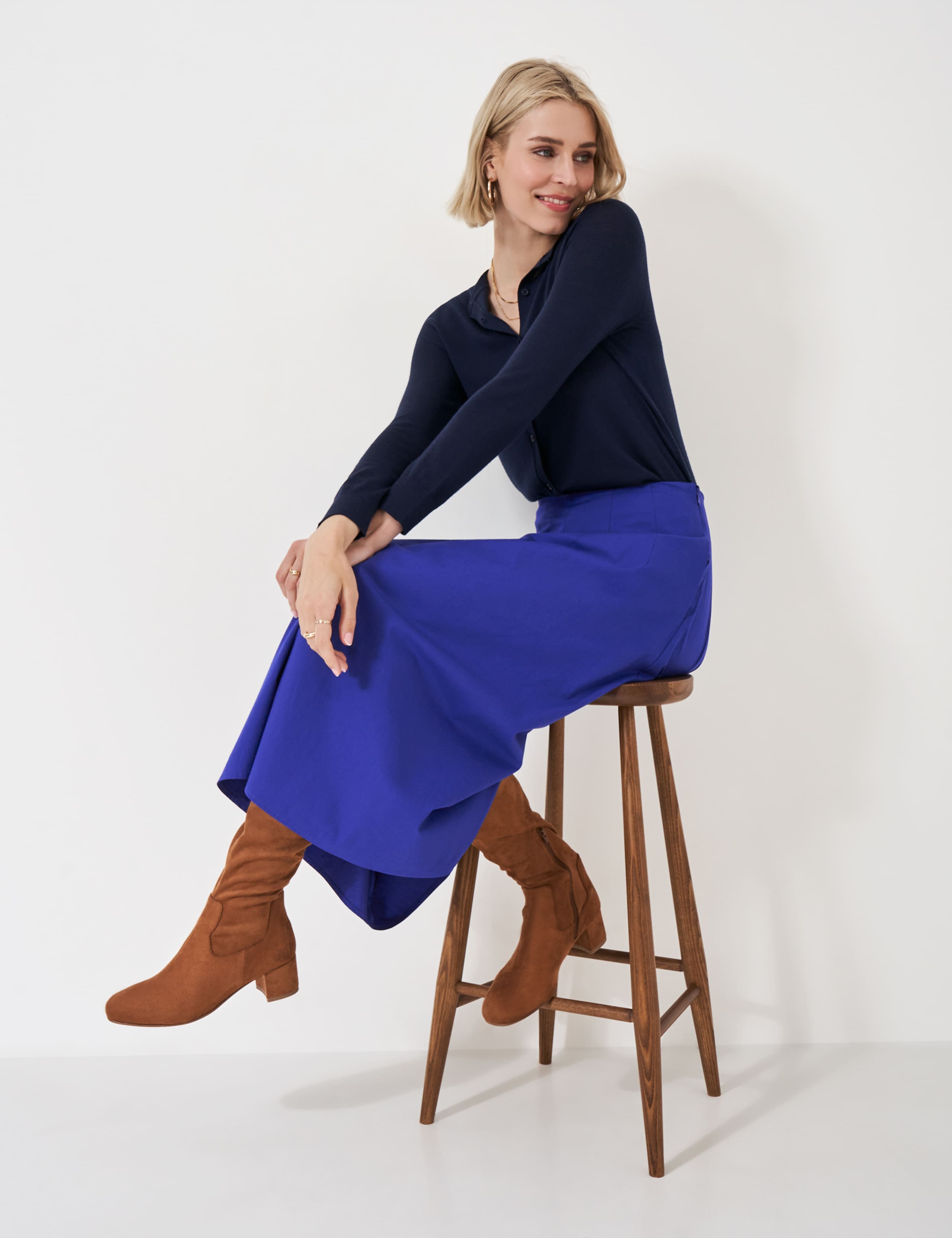 Pure Cotton Pleated Midi A-Line Skirt 1 of 5