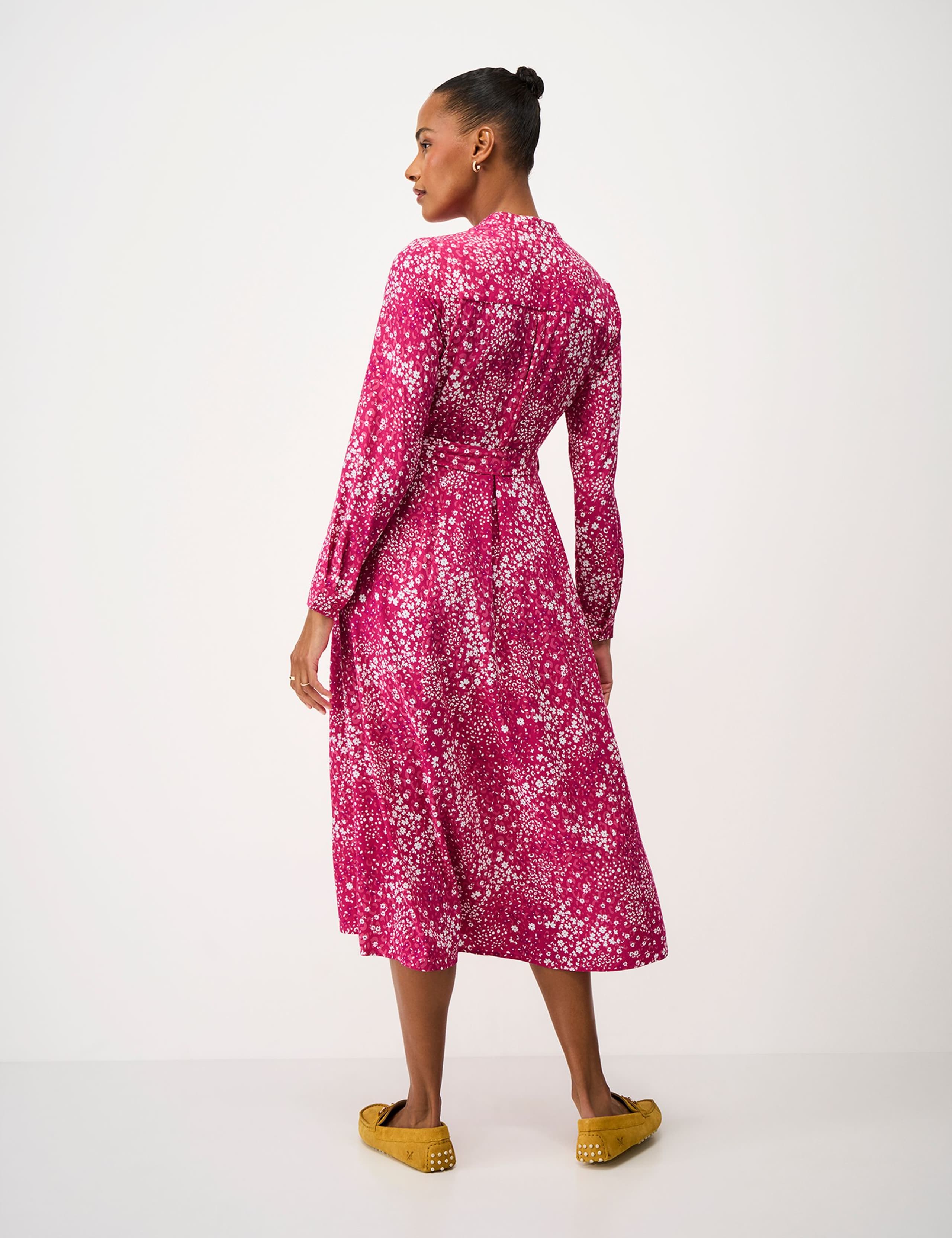 Floral Notch Neck Midi Shirt Dress 3 of 5