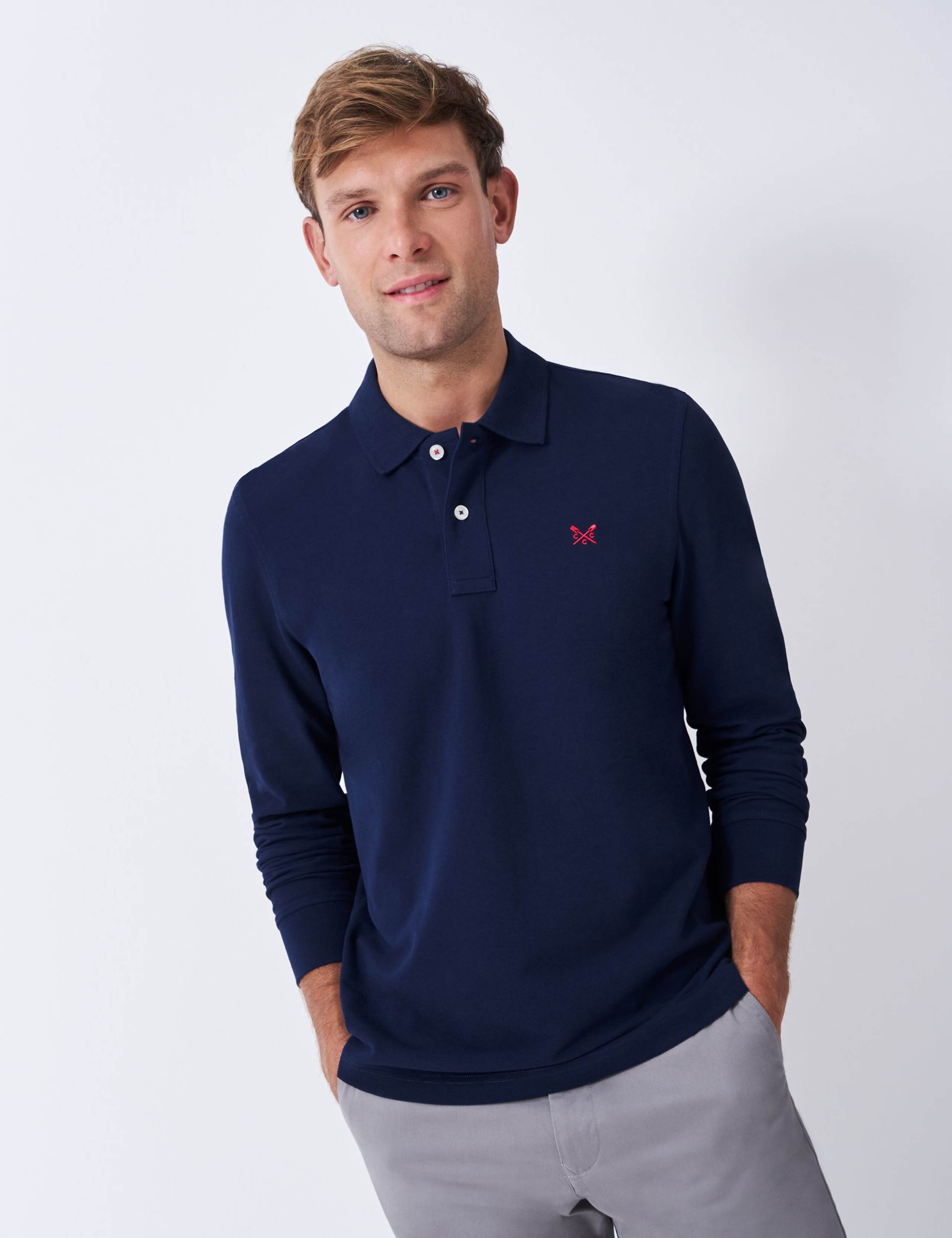 Cotton Rich Pique Long Sleeve Polo Shirt 3 of 5