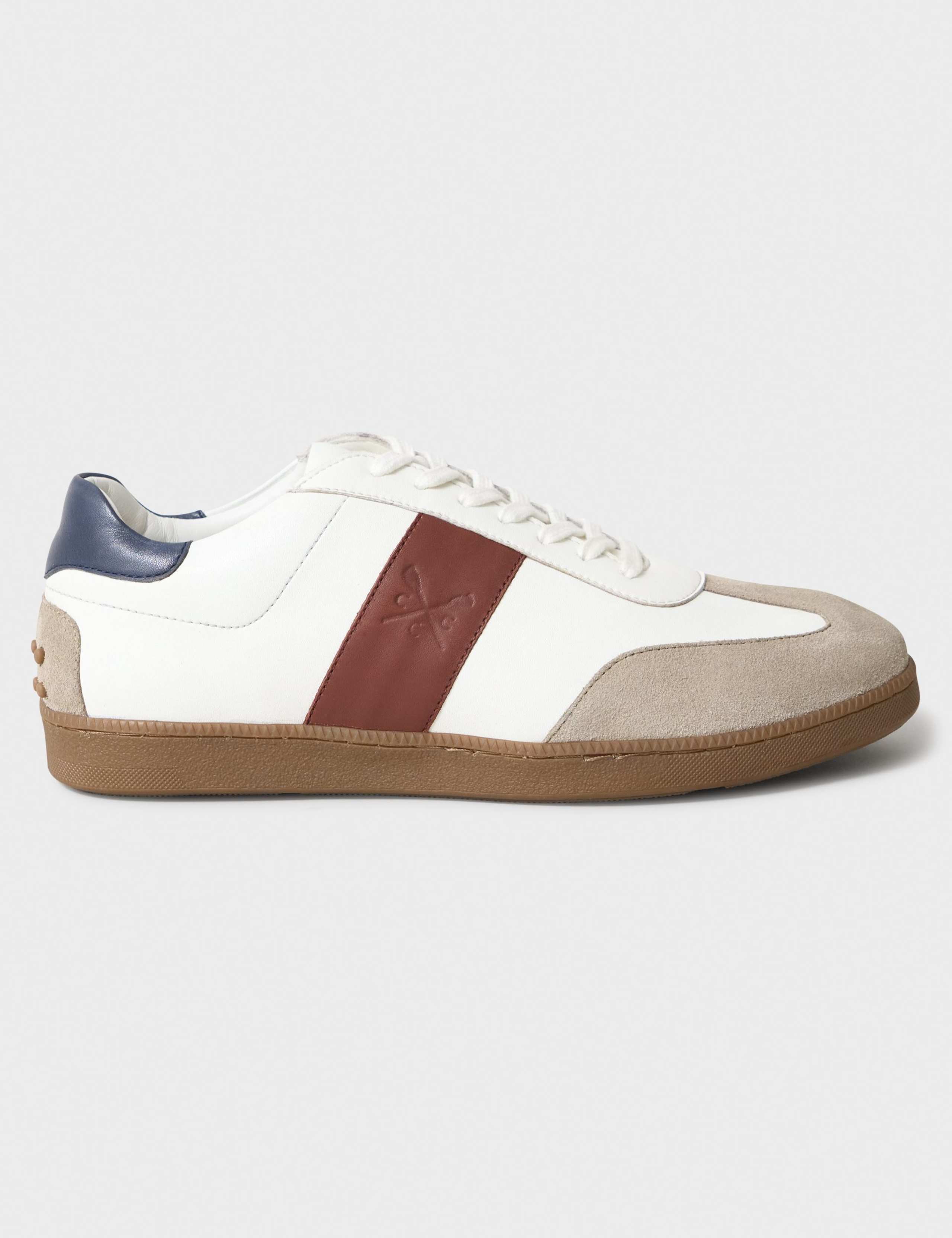 Leather Lace Up Stripe Trainers 1 of 3