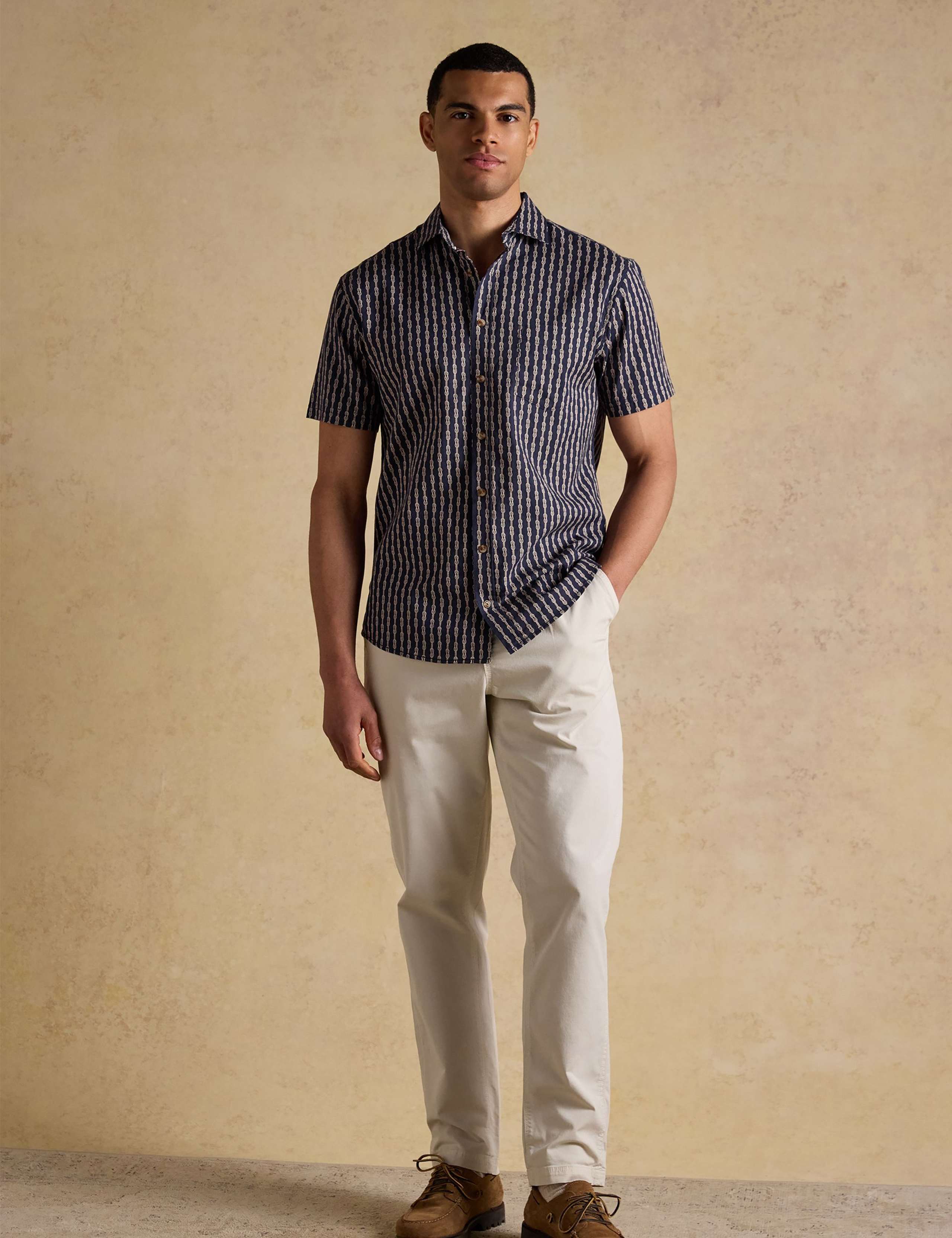 Linen Blend Printed Short Sleeve Shirt 3 of 8