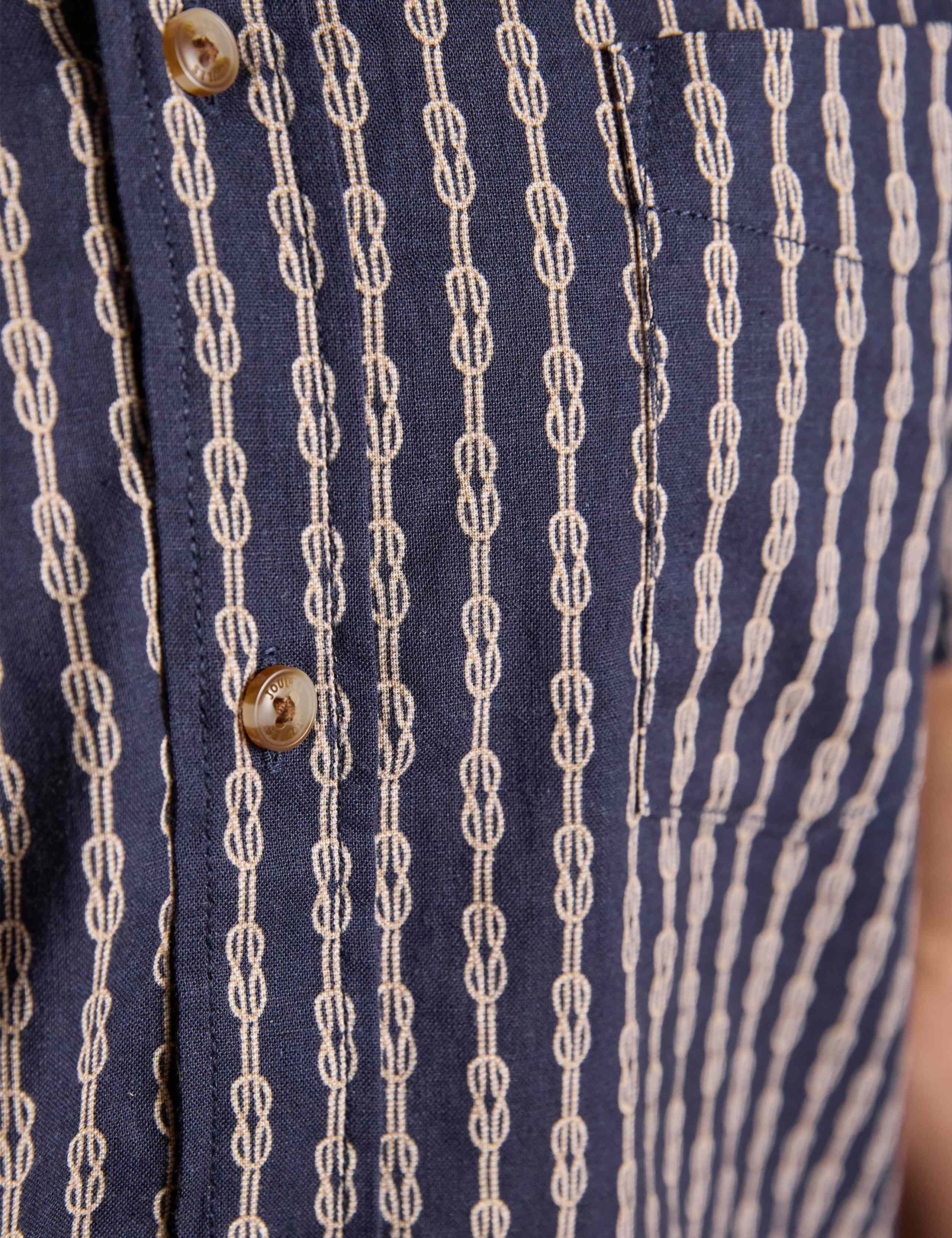 Linen Blend Printed Short Sleeve Shirt 7 of 8