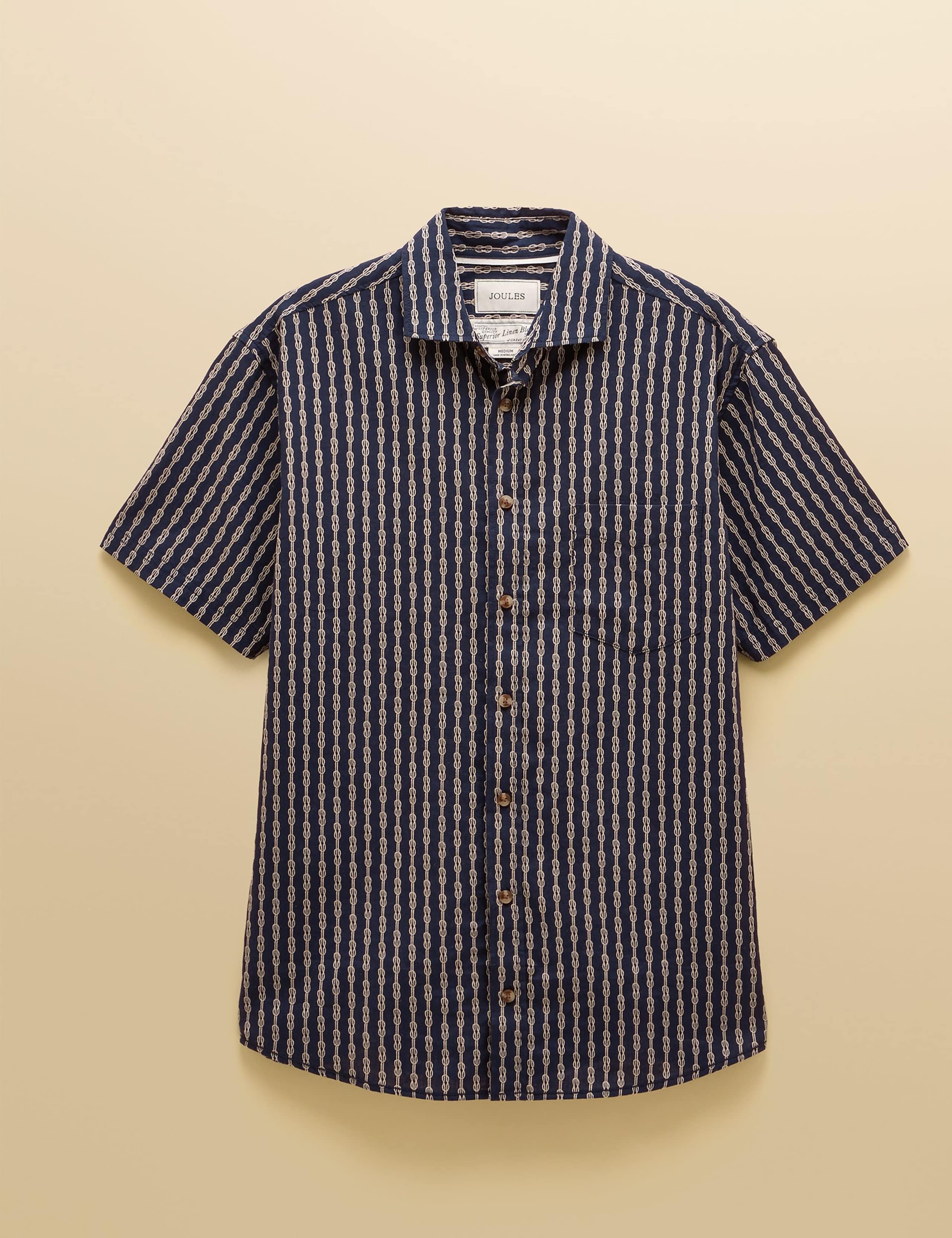 Linen Blend Printed Short Sleeve Shirt 2 of 8