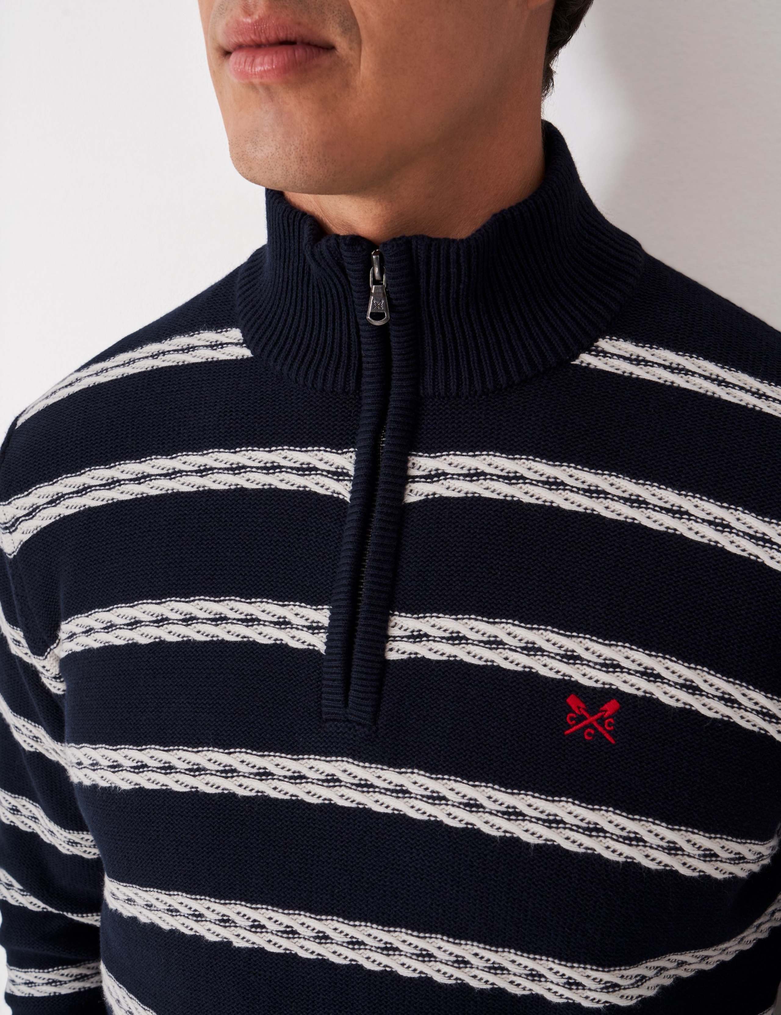 Pure Cotton Striped Cable Half Zip Jumper 5 of 5