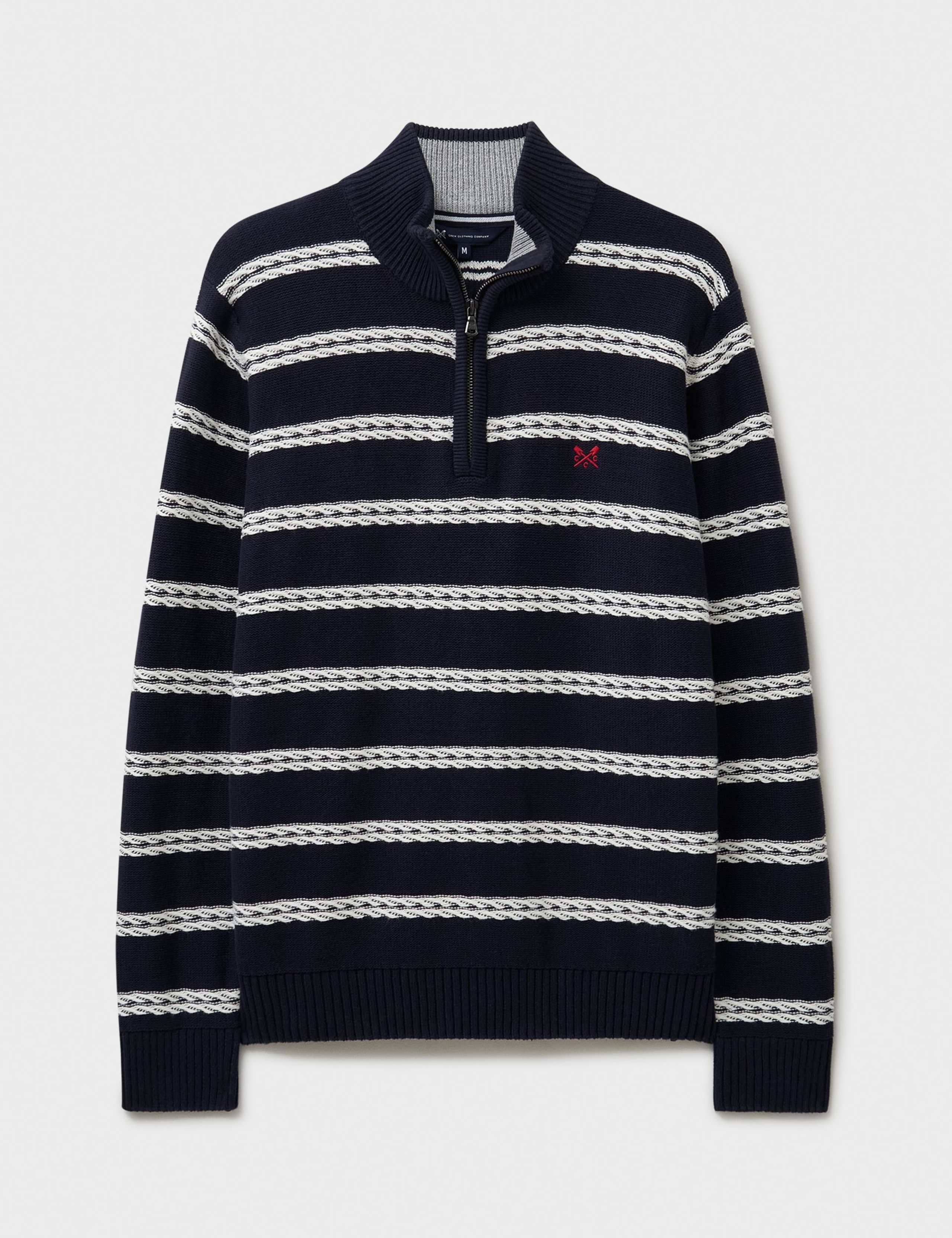 Pure Cotton Striped Cable Half Zip Jumper 2 of 5