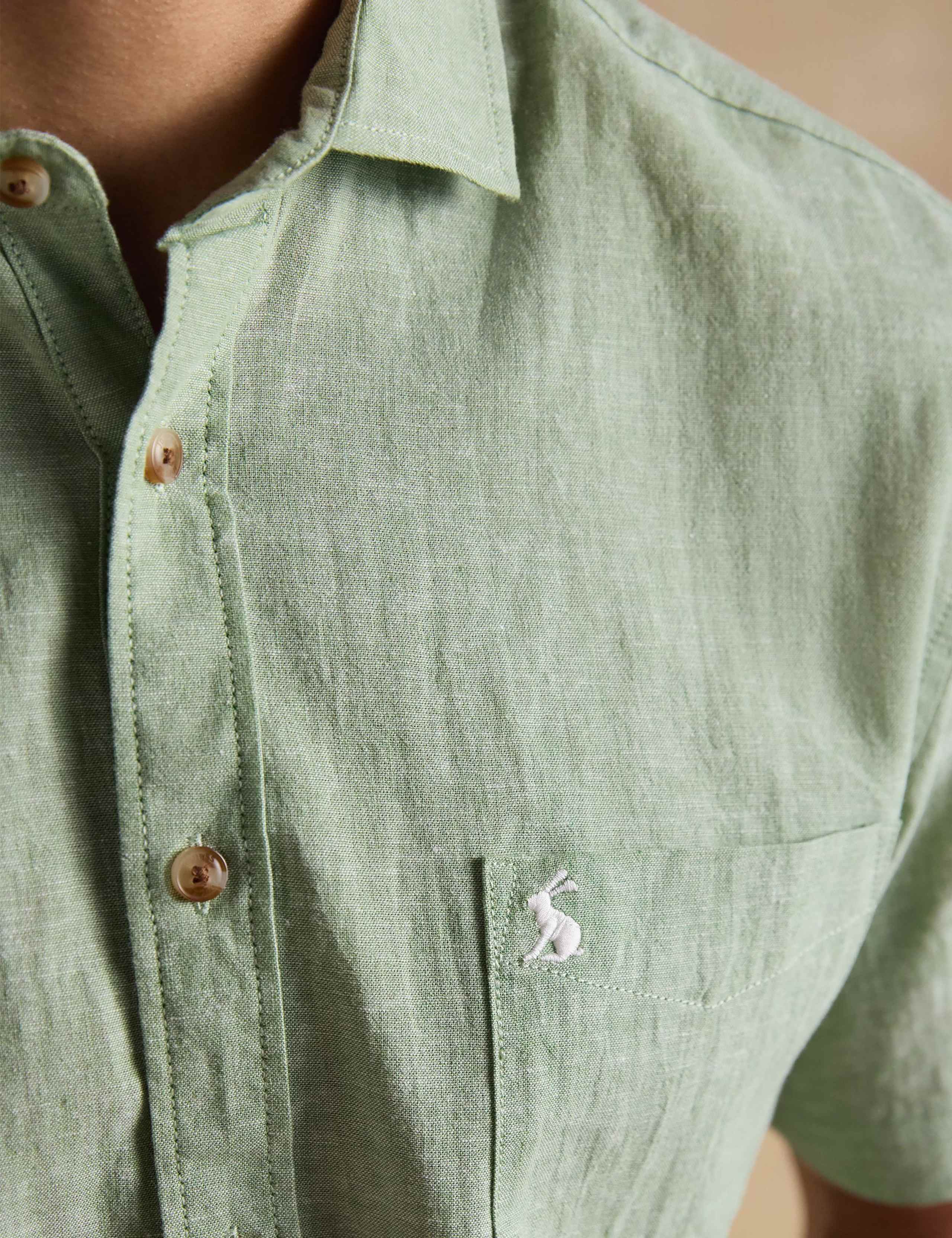 Regular Fit Linen Rich Short Sleeve Shirt 2 of 7