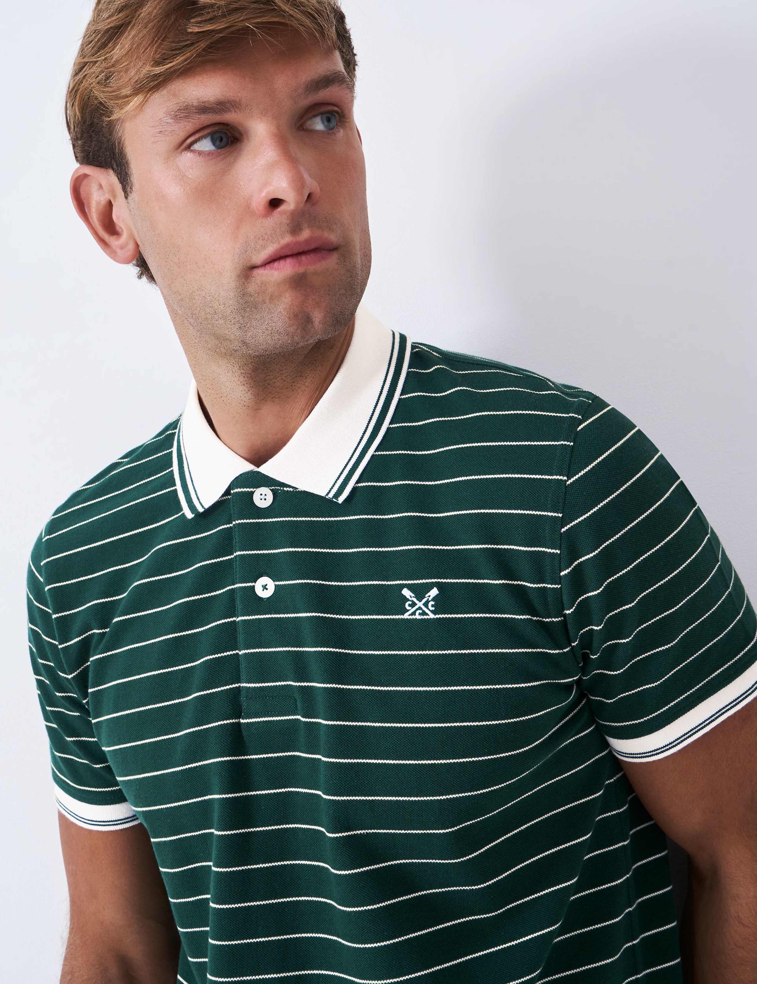 Pure Cotton Tipped Striped Polo Shirt 4 of 6