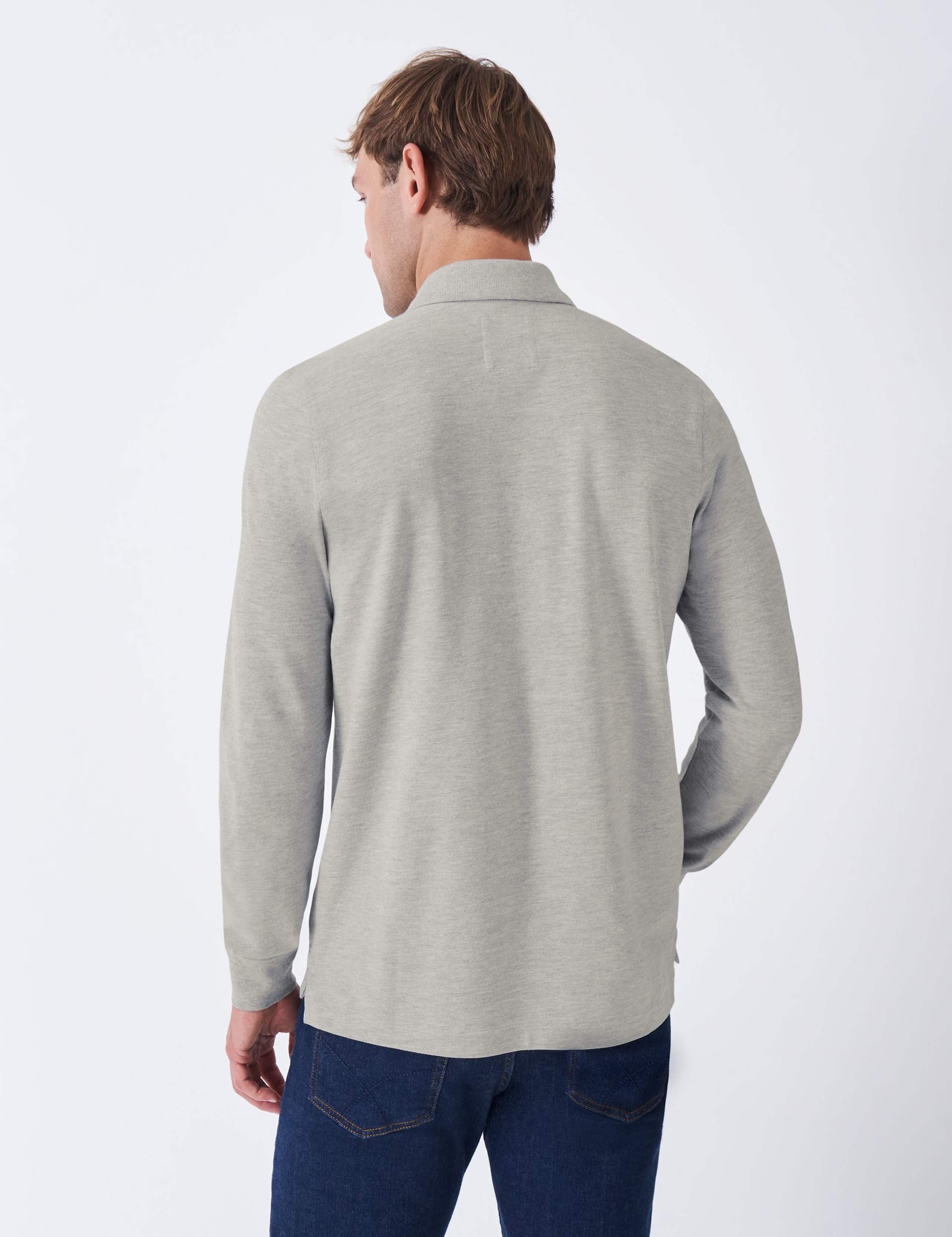 Cotton Rich Pique Long Sleeve Polo Shirt 3 of 5