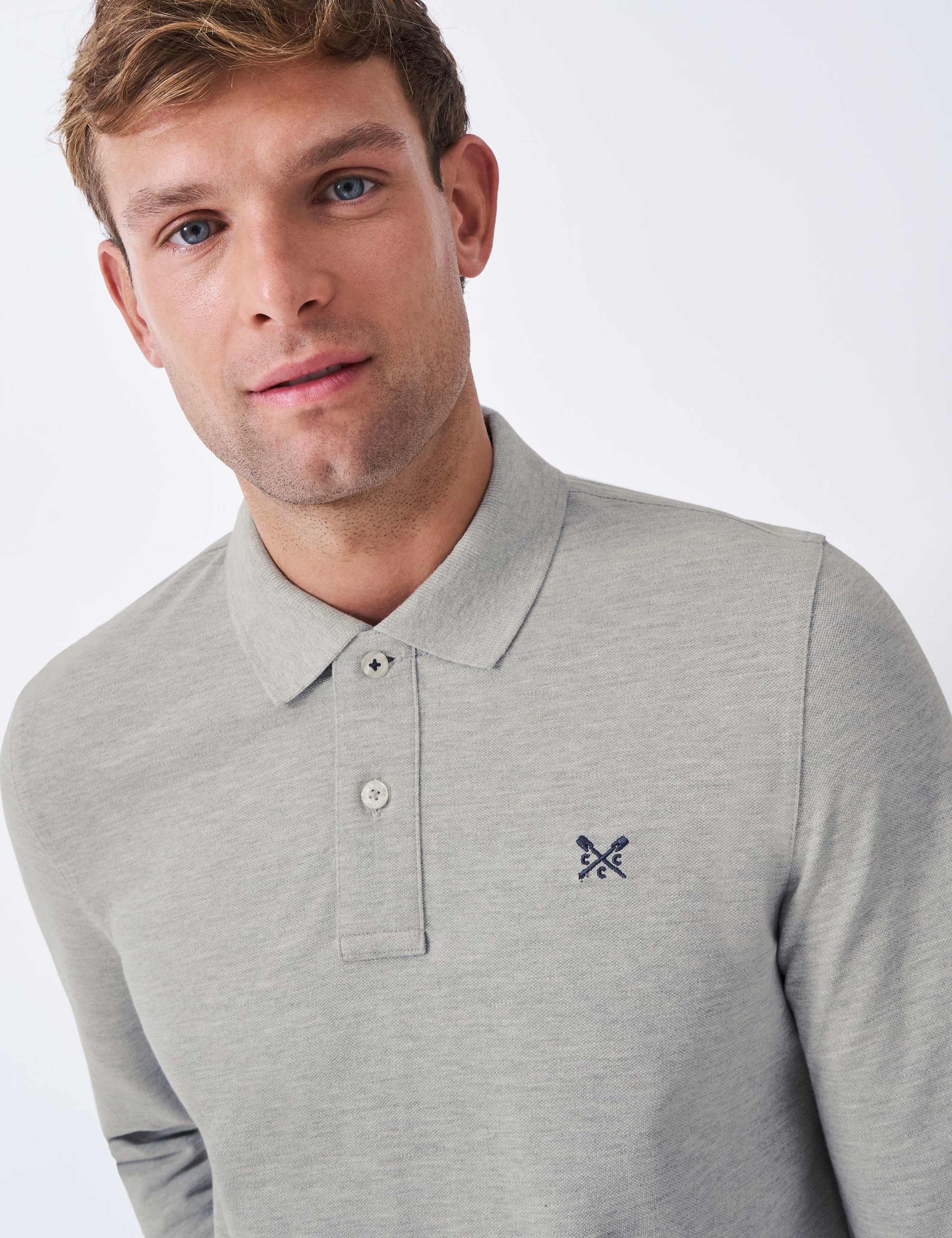 Cotton Rich Pique Long Sleeve Polo Shirt 4 of 5
