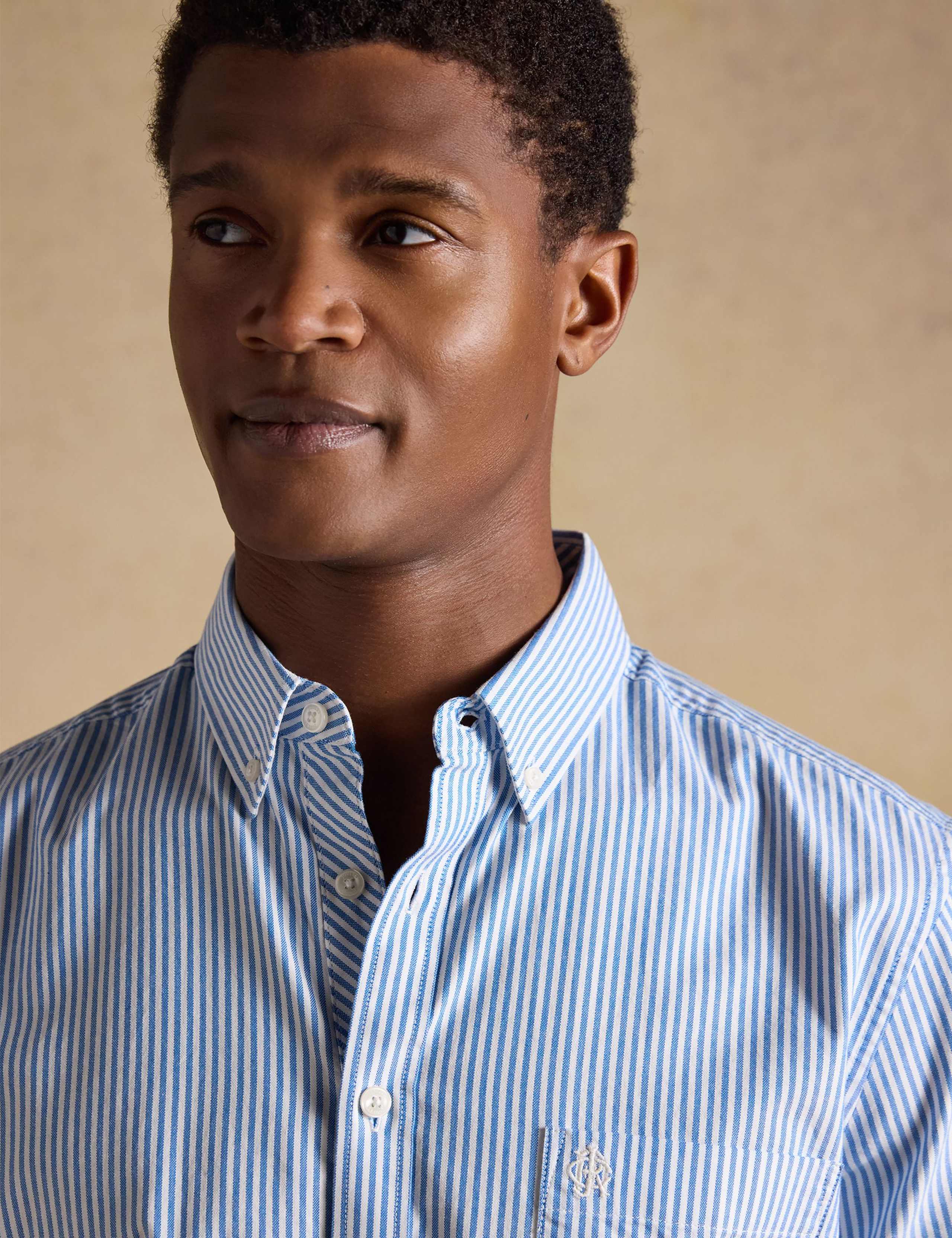 Regular Fit Striped Short Sleeve Oxford Shirt 4 of 9