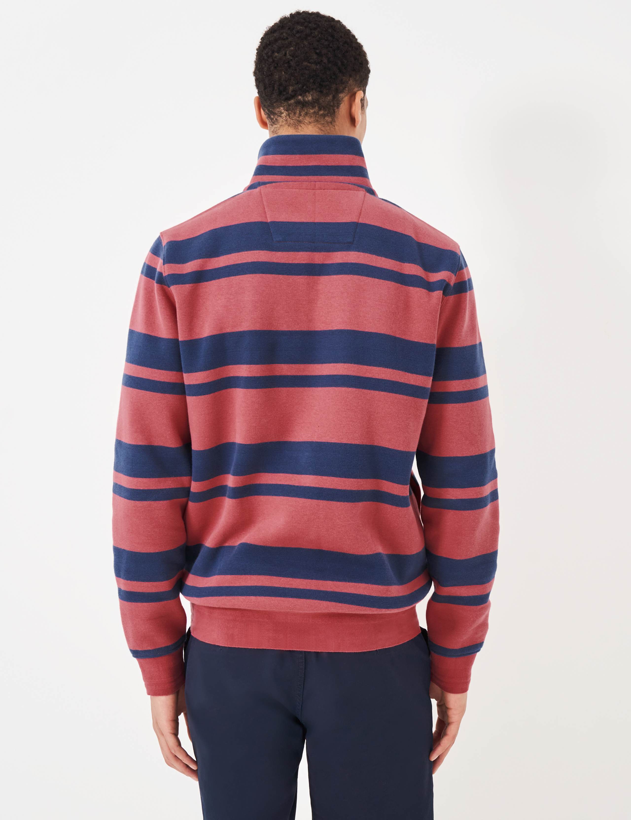 Cotton Rich Striped Half Zip Sweatshirt 4 of 5