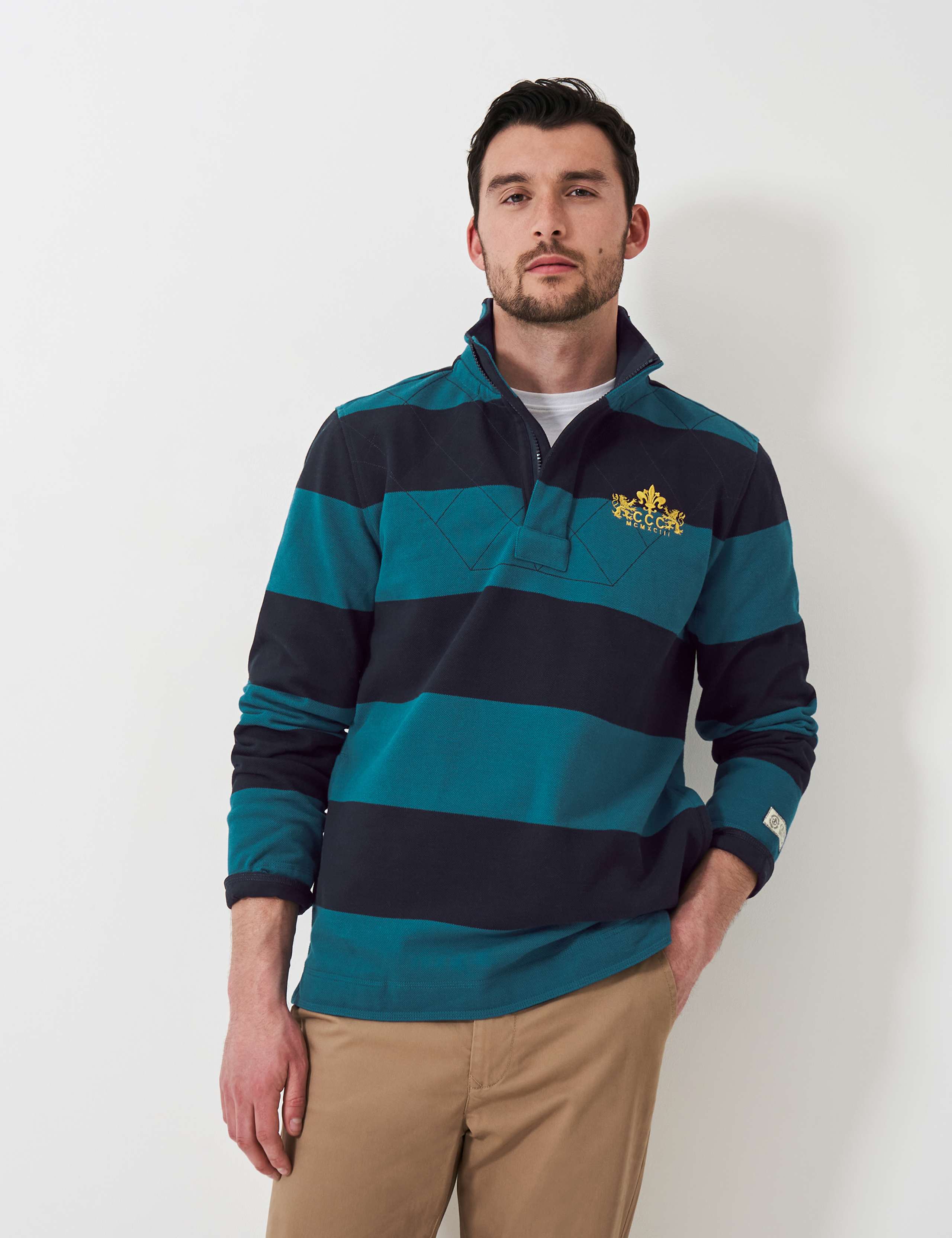 Cotton Rich Striped Half Zip Sweatshirt 1 of 4