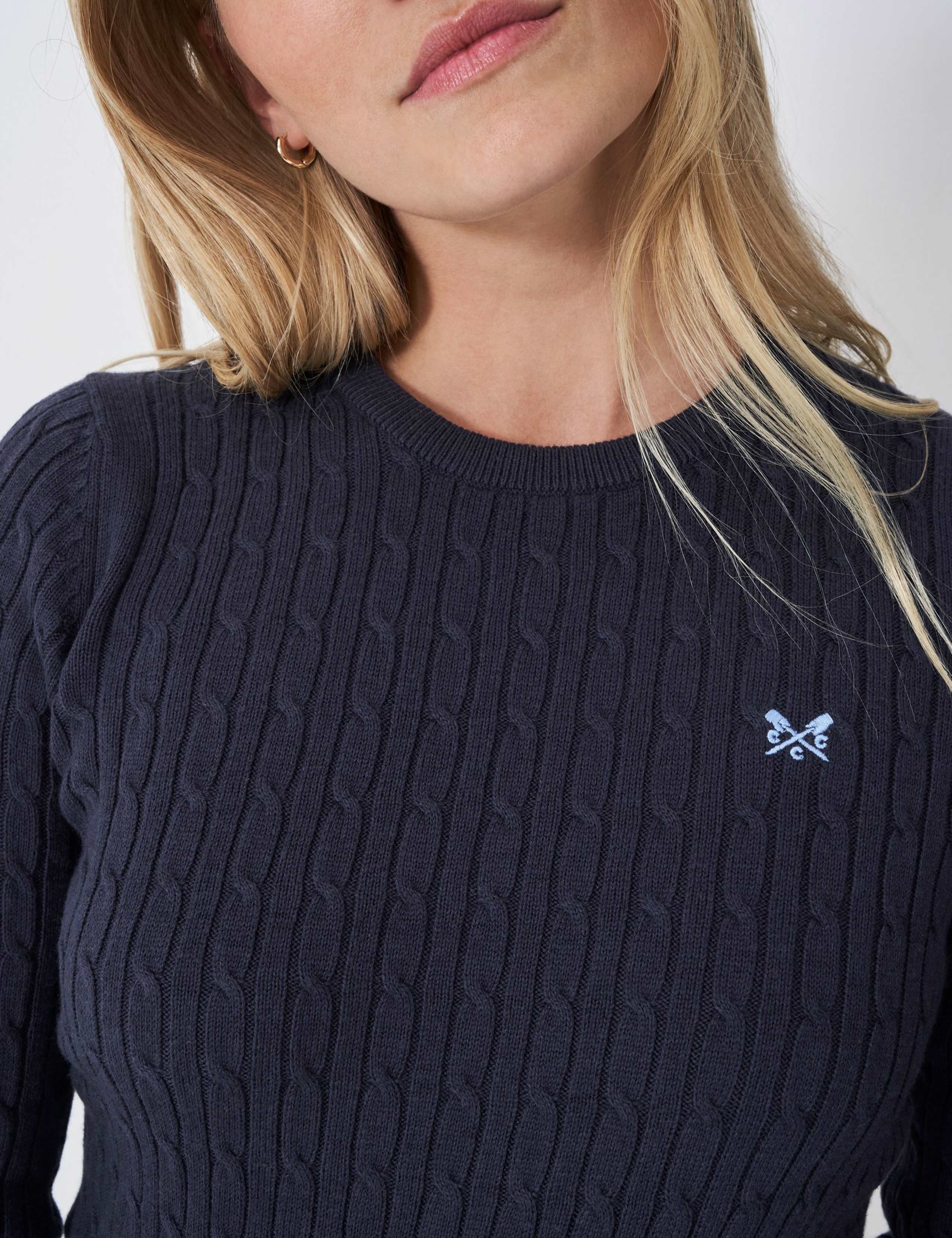 Cotton Rich Cable Knit Crew Neck Jumper 3 of 5