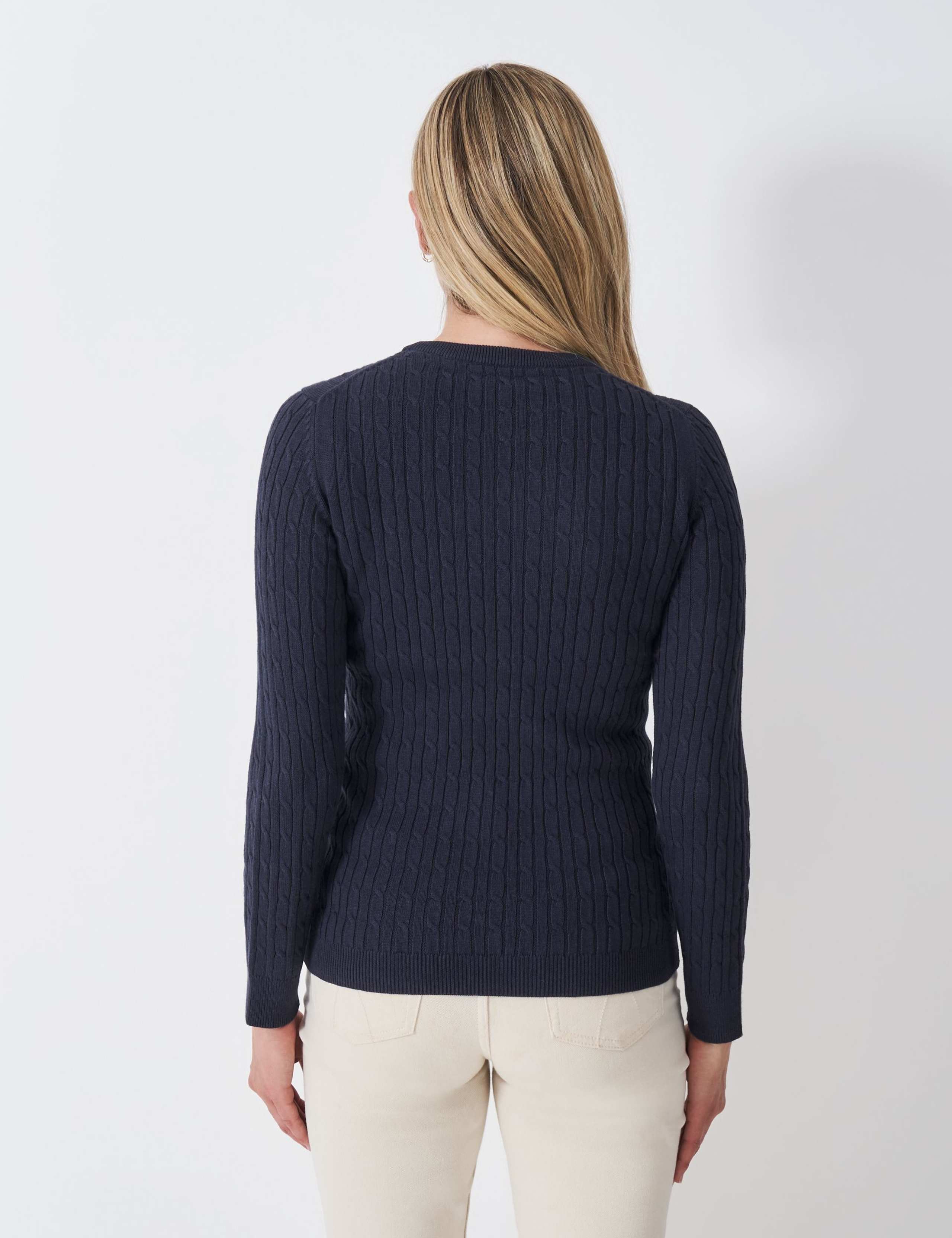 Cotton Rich Cable Knit Crew Neck Jumper 4 of 5
