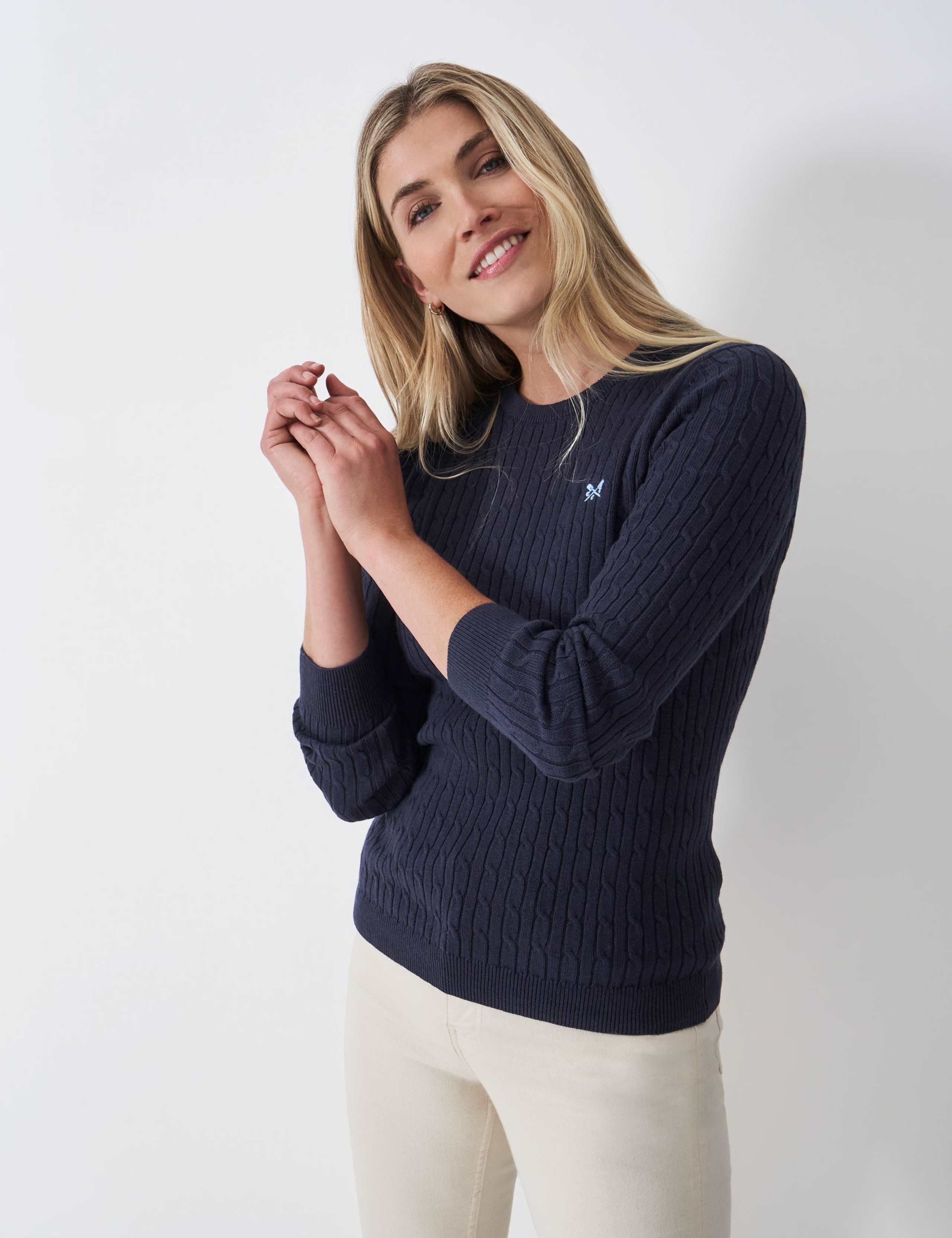 Cotton Rich Cable Knit Crew Neck Jumper 5 of 5