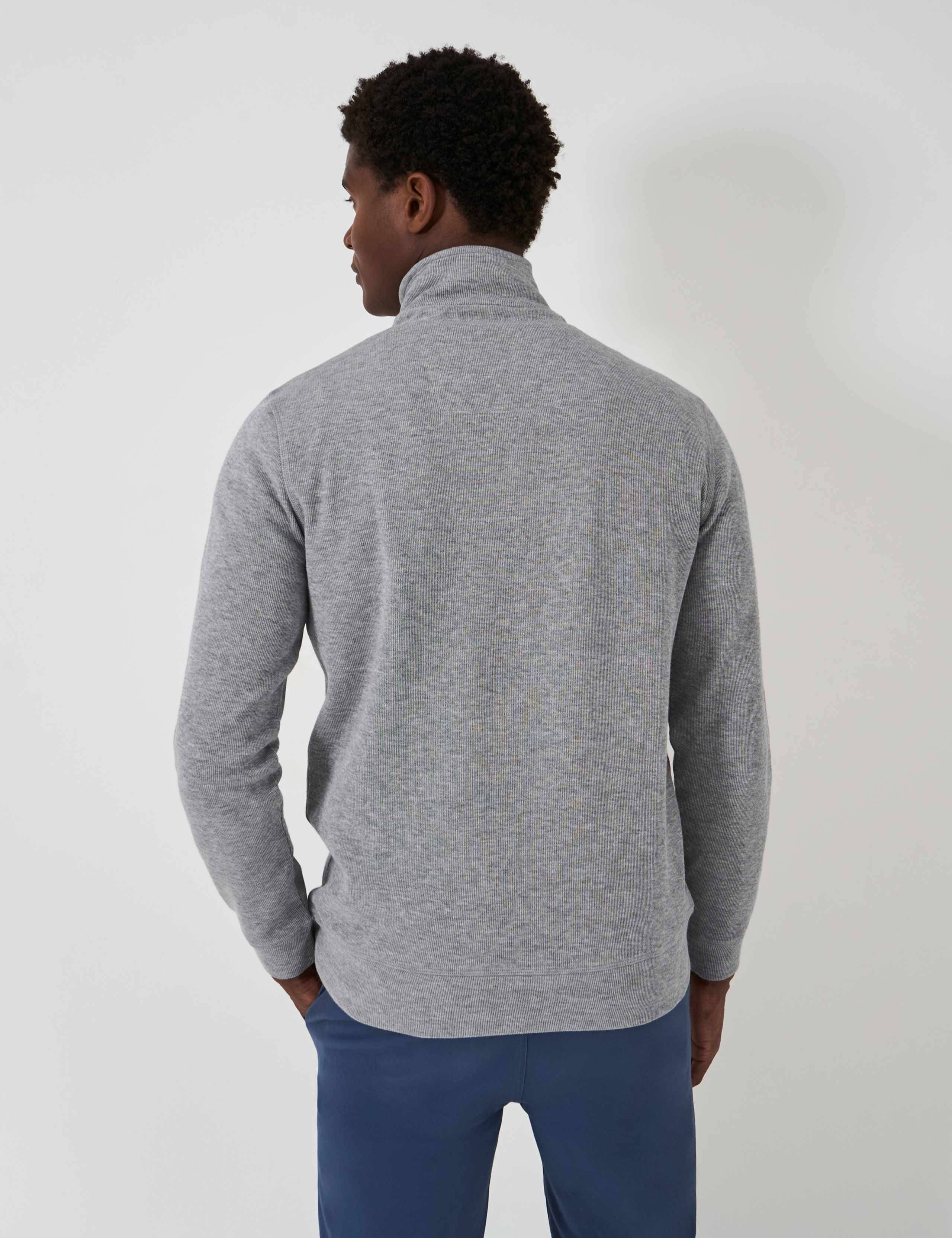 Pure Cotton Ribbed Half Zip Sweatshirt 4 of 5