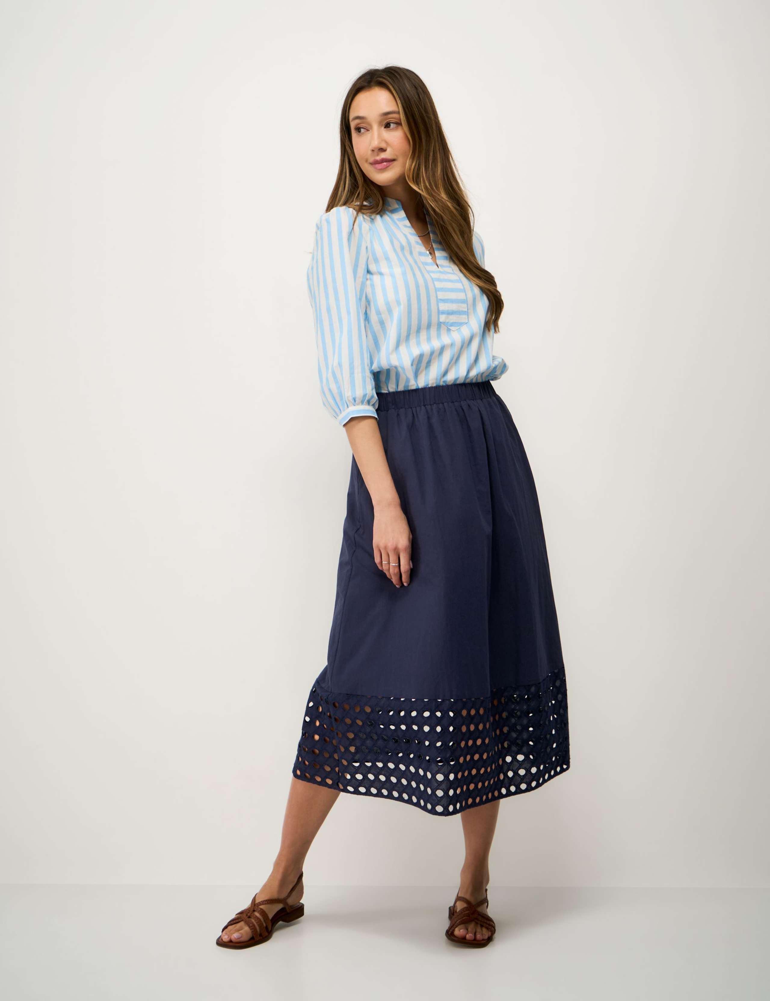 Pure Cotton Midi A-Line Skirt 3 of 5