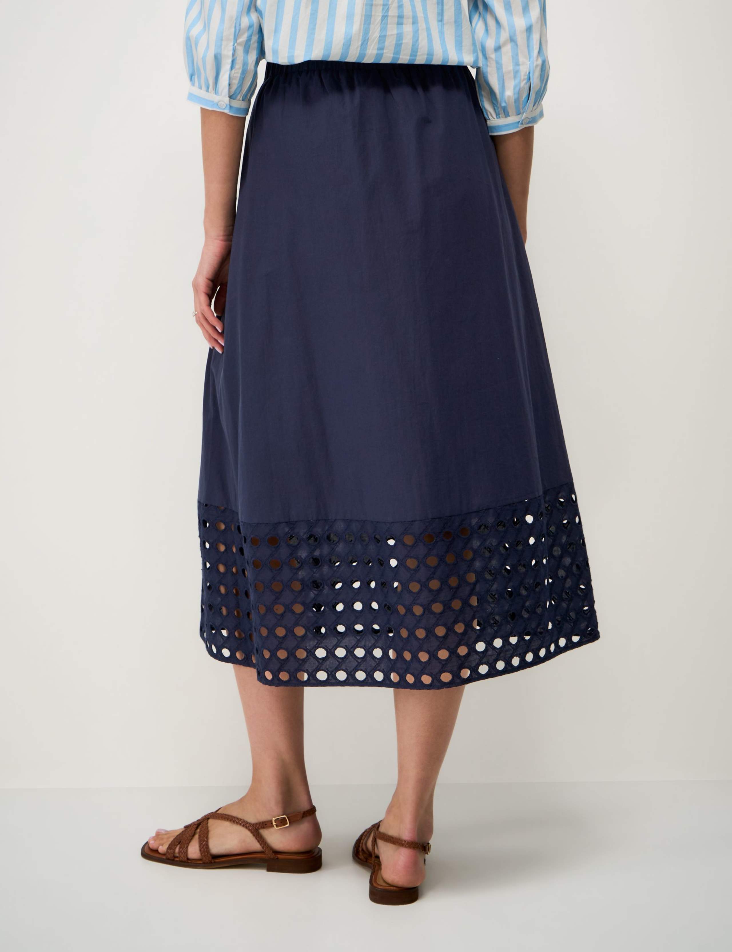 Pure Cotton Midi A-Line Skirt 4 of 5