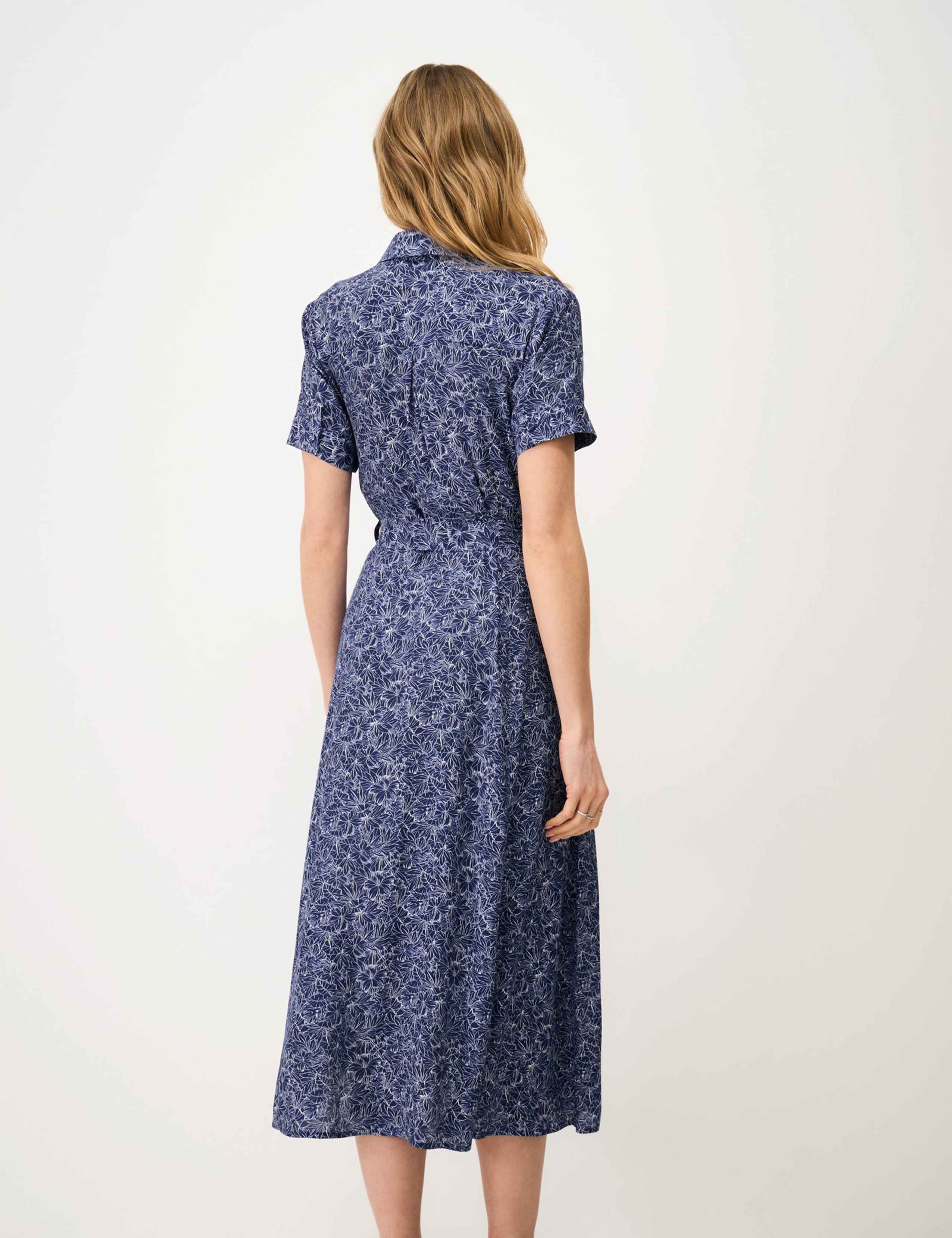 Floral Belted Midi Shirt Dress 3 of 5