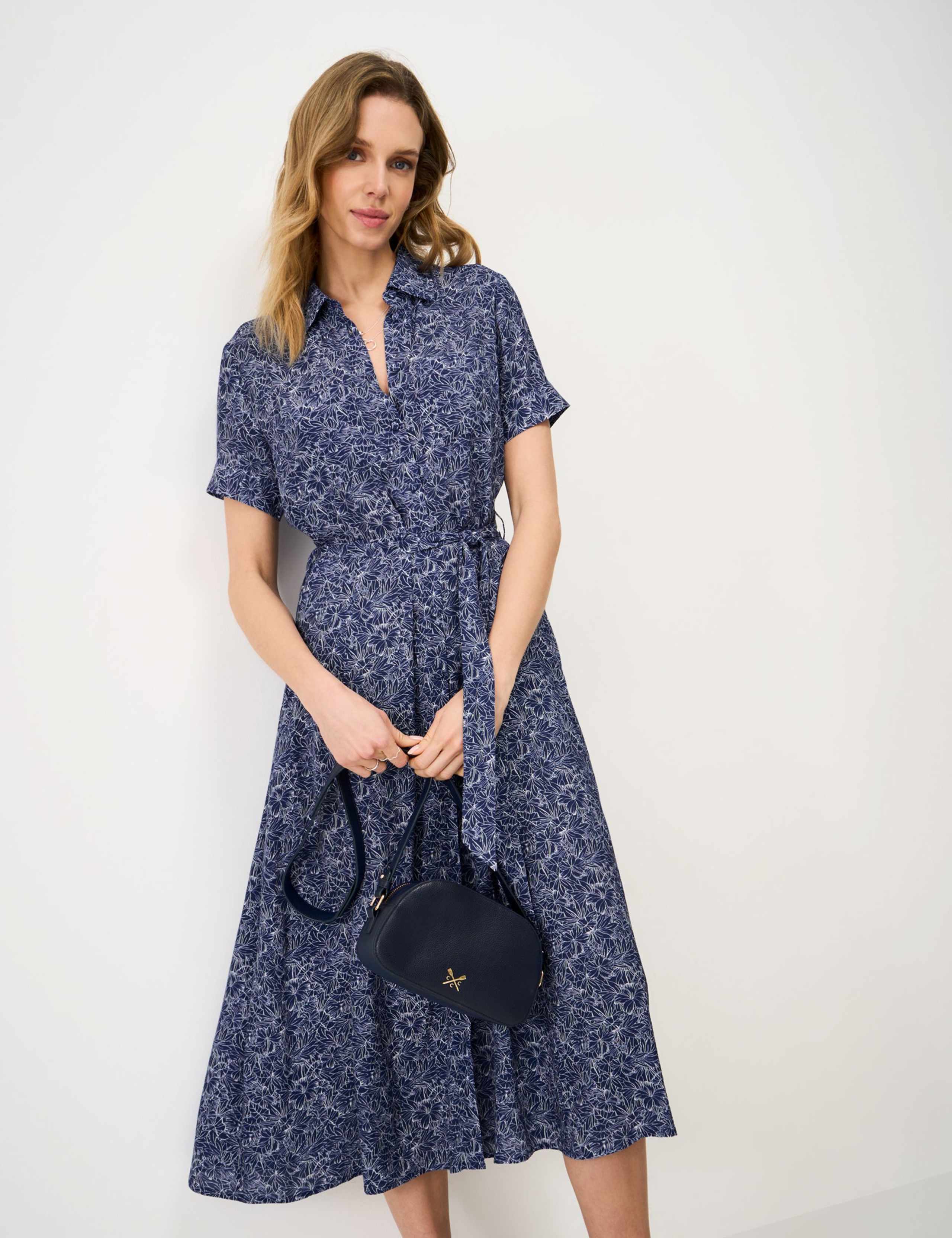 Floral Belted Midi Shirt Dress 4 of 5