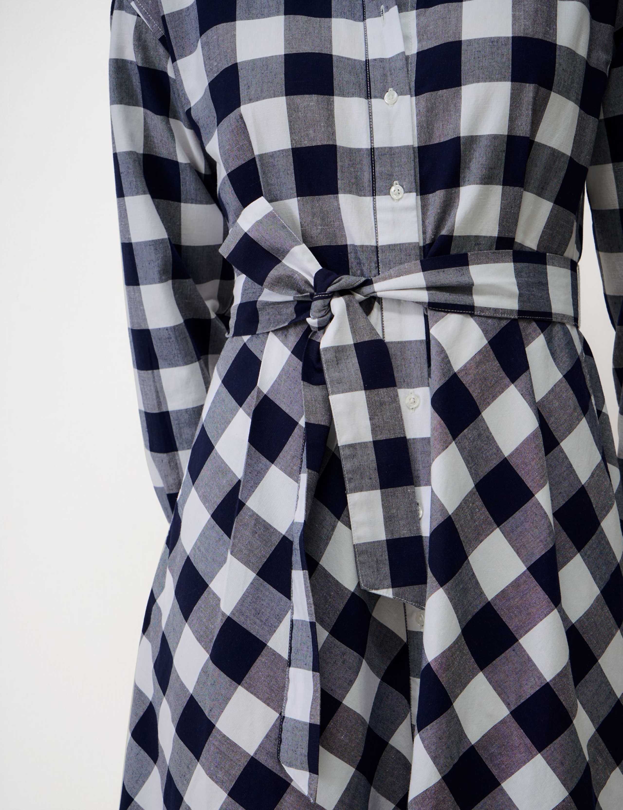 Belted Midi Shirt Dress with Linen 3 of 5
