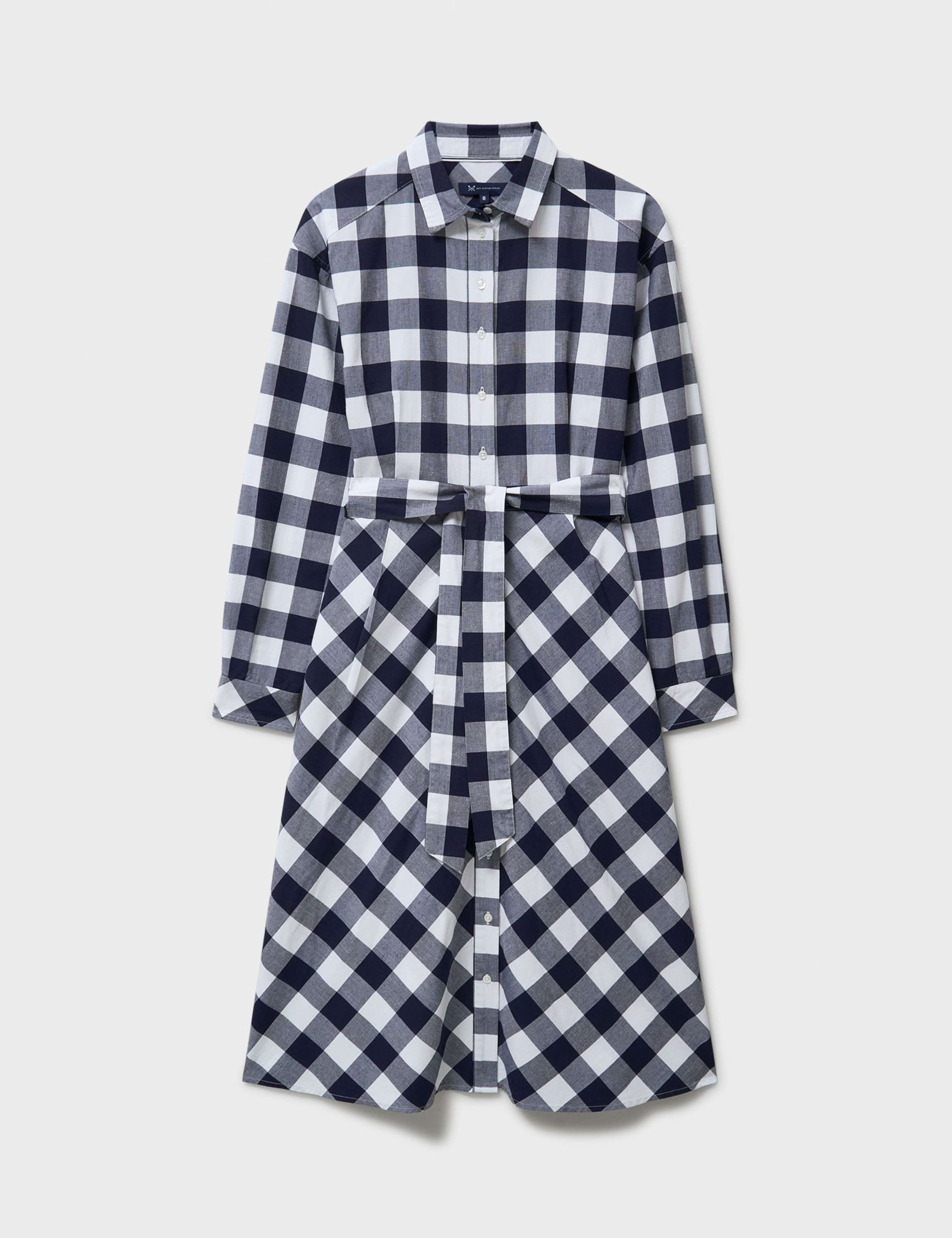 Belted Midi Shirt Dress with Linen 2 of 5