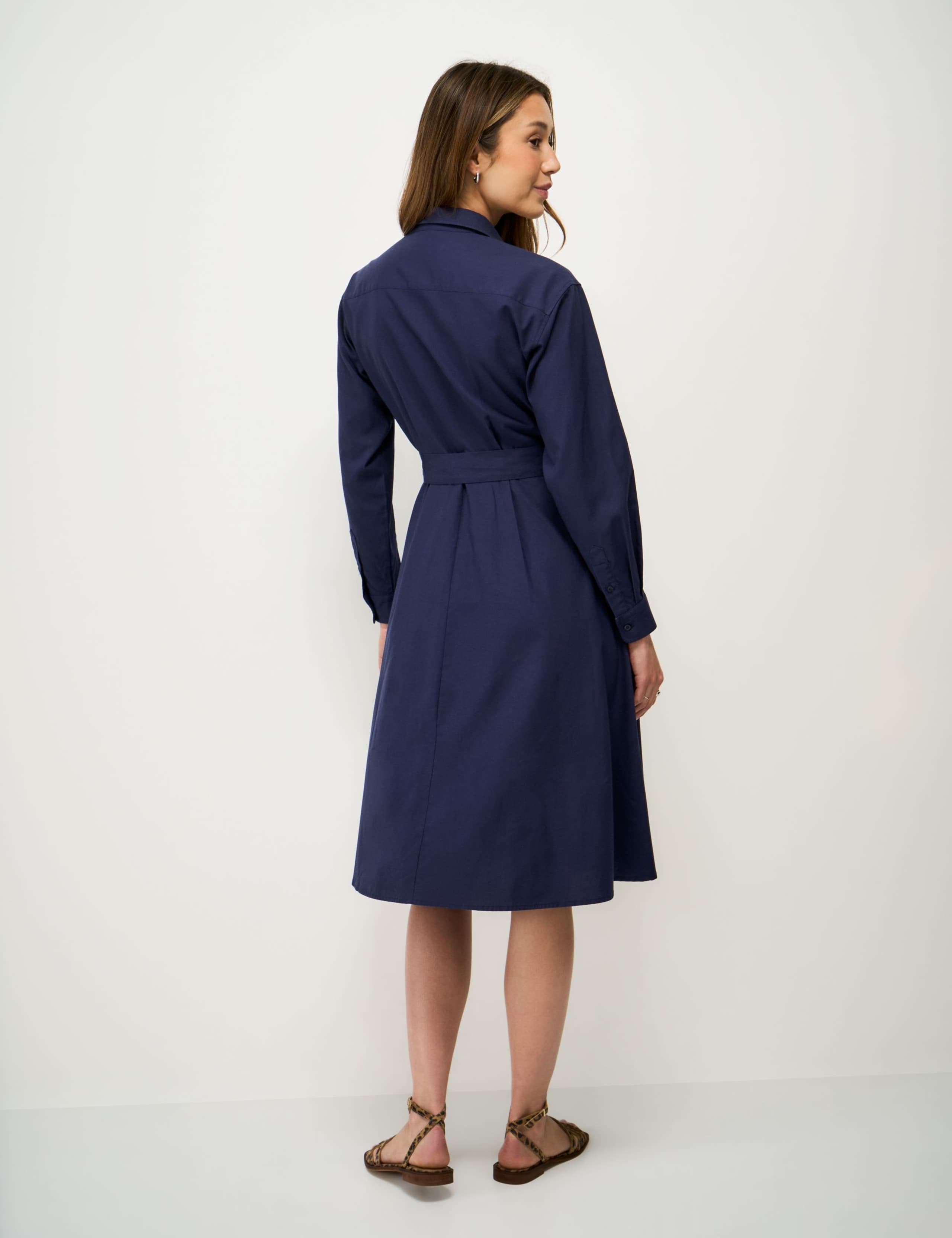 Belted Midi Shirt Dress with Linen 5 of 5