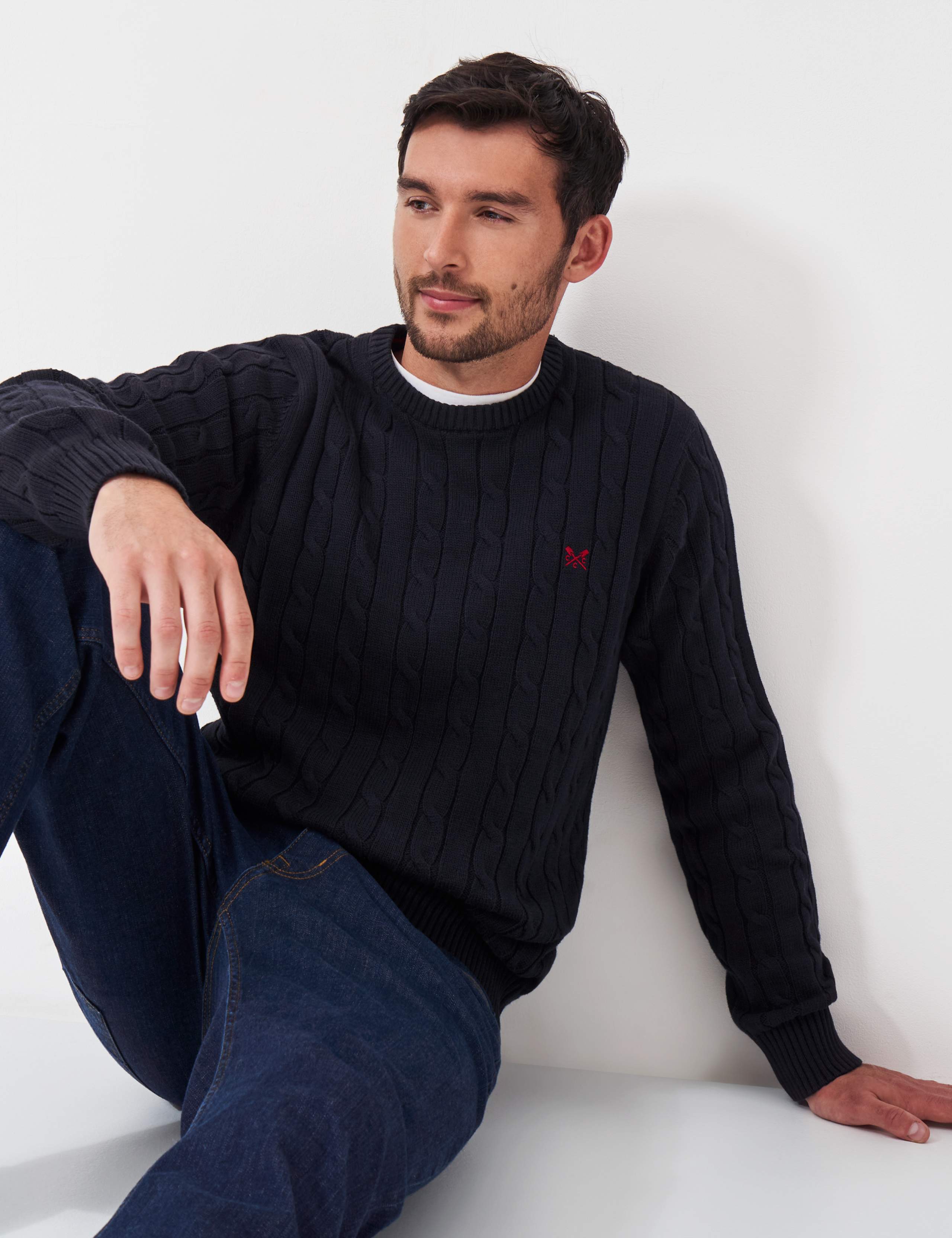 Pure Cotton Cable Crew Neck Jumper 3 of 5