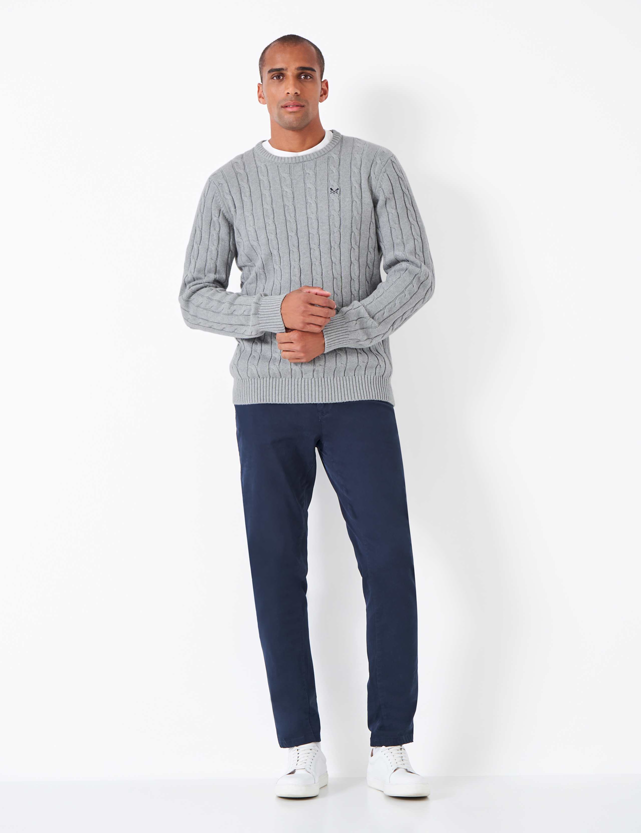 Pure Cotton Cable Crew Neck Jumper 1 of 4