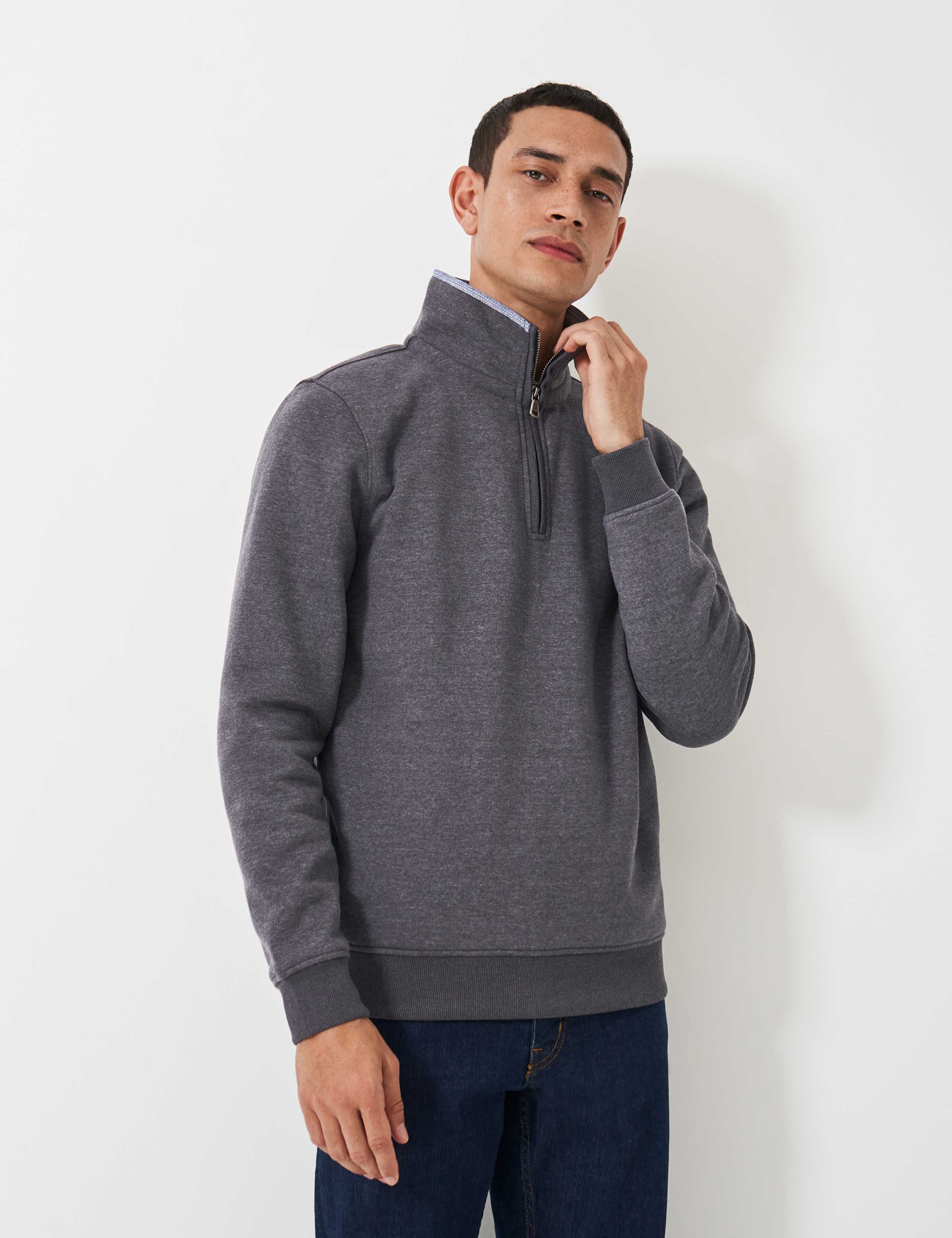 Cotton Rich Funnel Neck Half Zip Sweatshirt 3 of 5